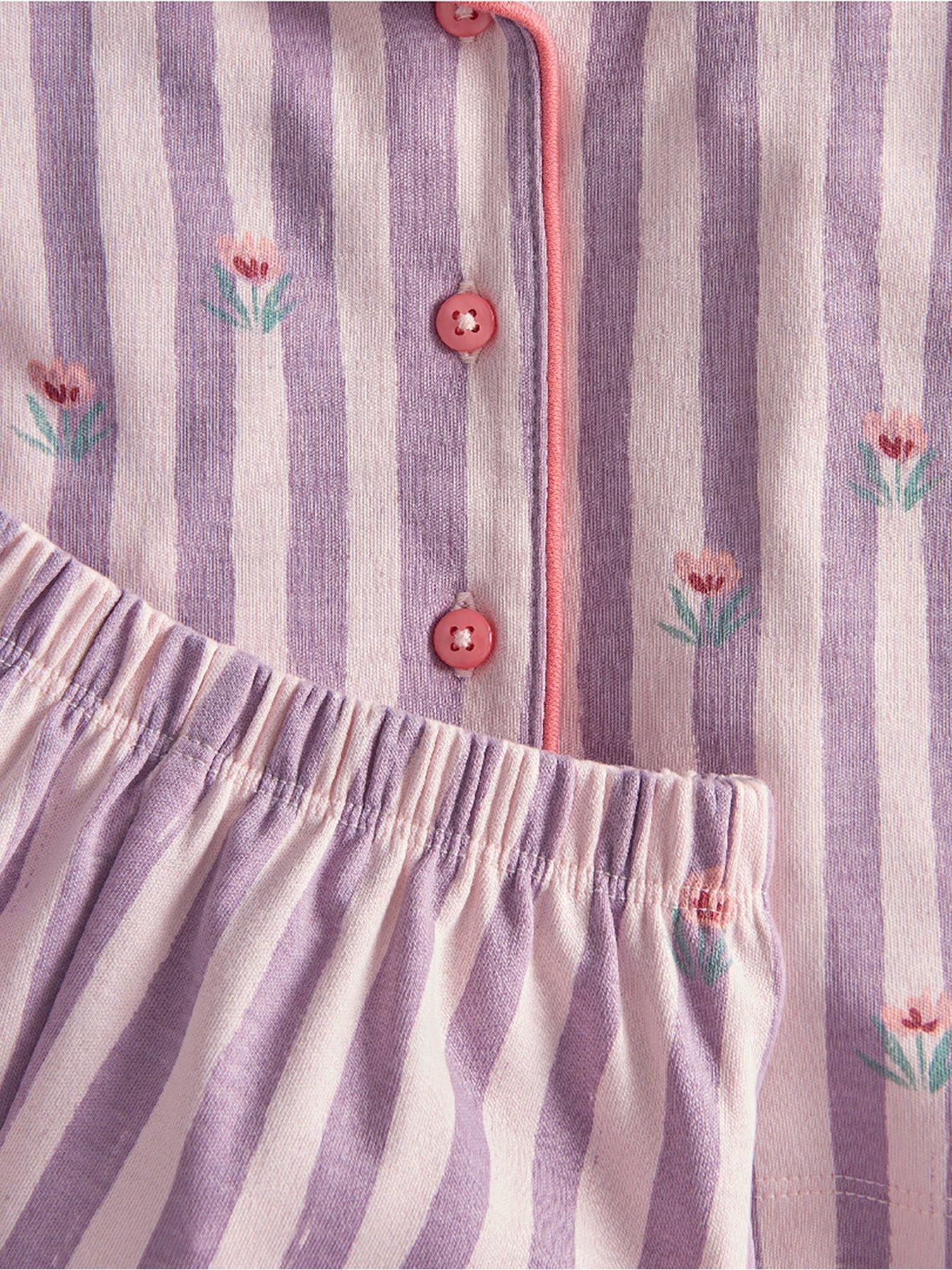 Image 3 of 3 of Mamas & Papas Baby Girls Floral Stripe Jersey Pyjama Set - Pink