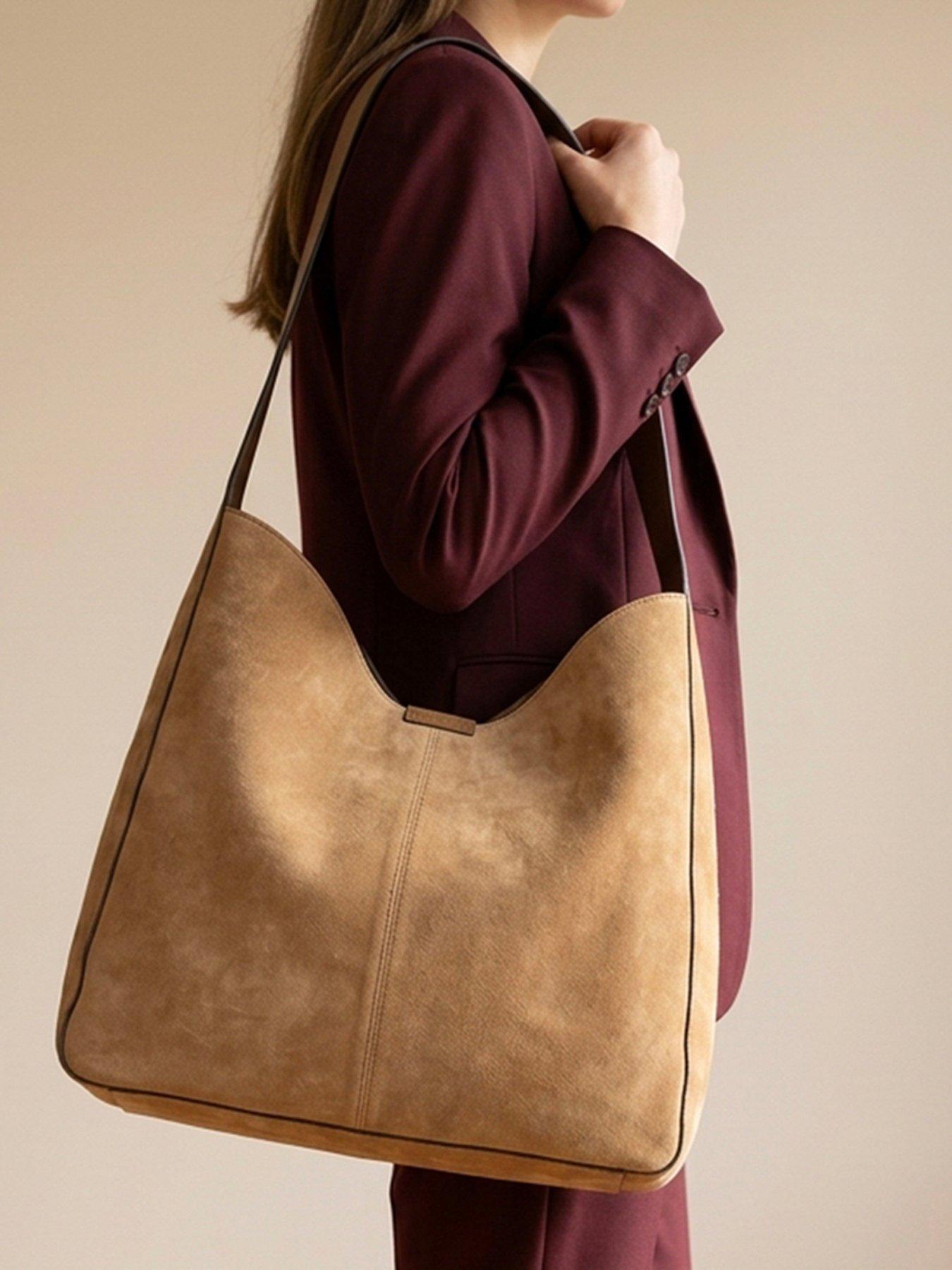Image 2 of 6 of Jones Bootmaker Womens Wyonna Soft Suede Slouchy Hobo Shoulder Bag - Brown