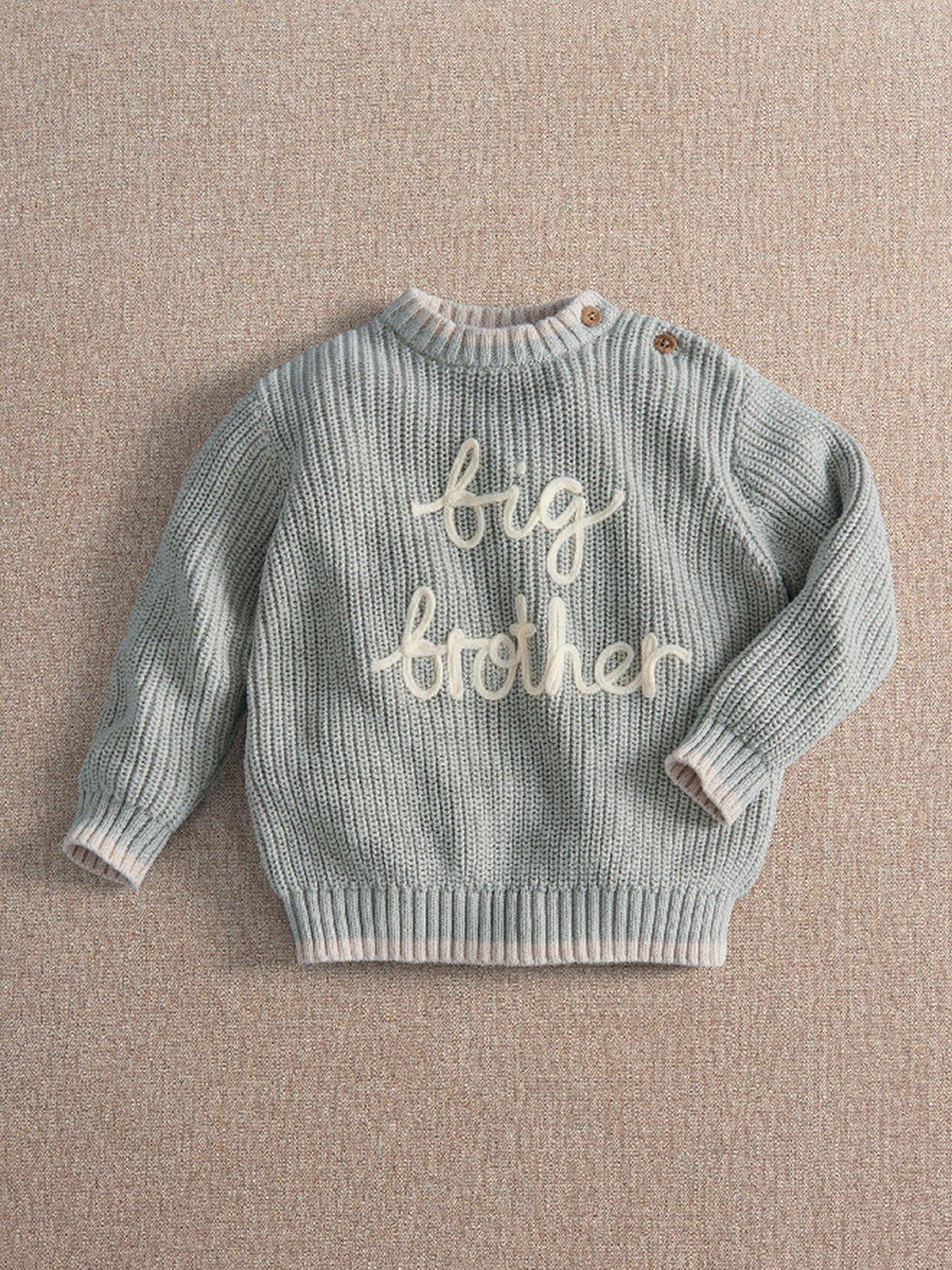 Mamas & Papas Big Brother Knitted Jumper for Toddlers, 3-4 Years, Blue Cotton Pullover - Image 2