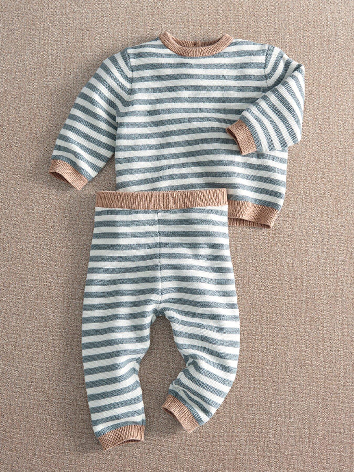 Mamas & Papas Baby Boys Stripe Knit Set in Blue, Size Up To 1 Month, 2-Piece Outfit for Newborns - Image 3