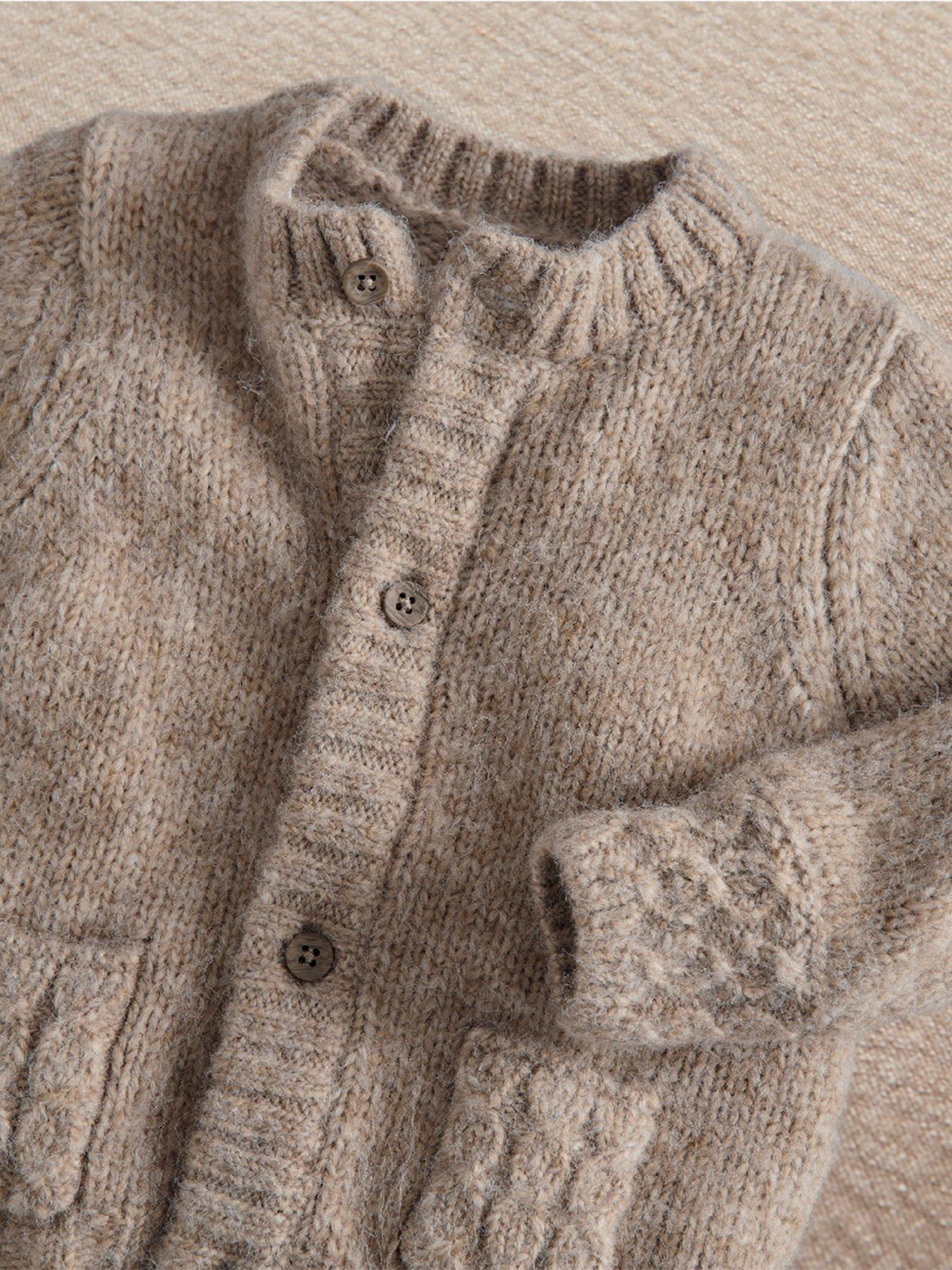Image 3 of 3 of Mamas & Papas Baby Boys Cable Knit Button-Through Cardigan - Beige