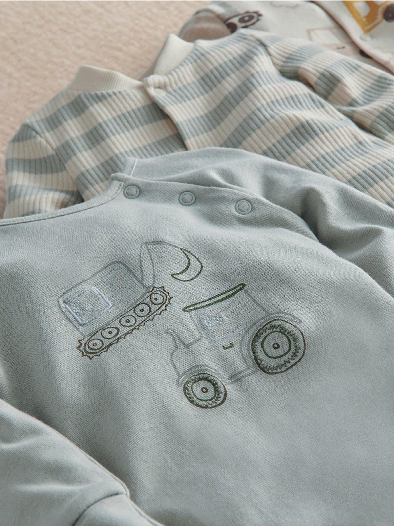 Image 3 of 3 of Mamas & Papas Baby boys 3 Pack Soft Cotton Enclosed Feet Sleepsuits - Multi