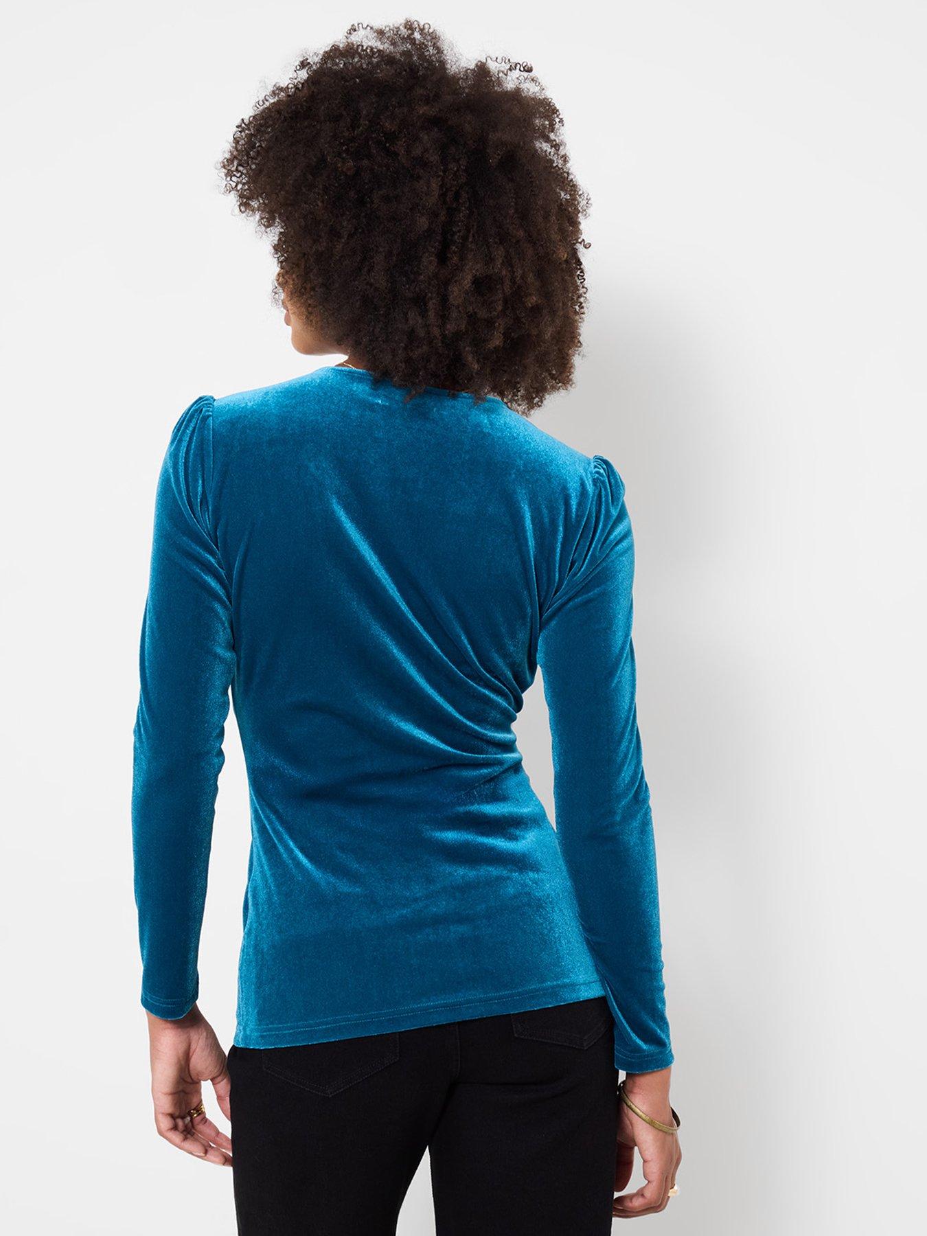 Image 2 of 5 of Joe Browns Womens Vienna Wrap Ruched Velour Top&nbsp;- Blue