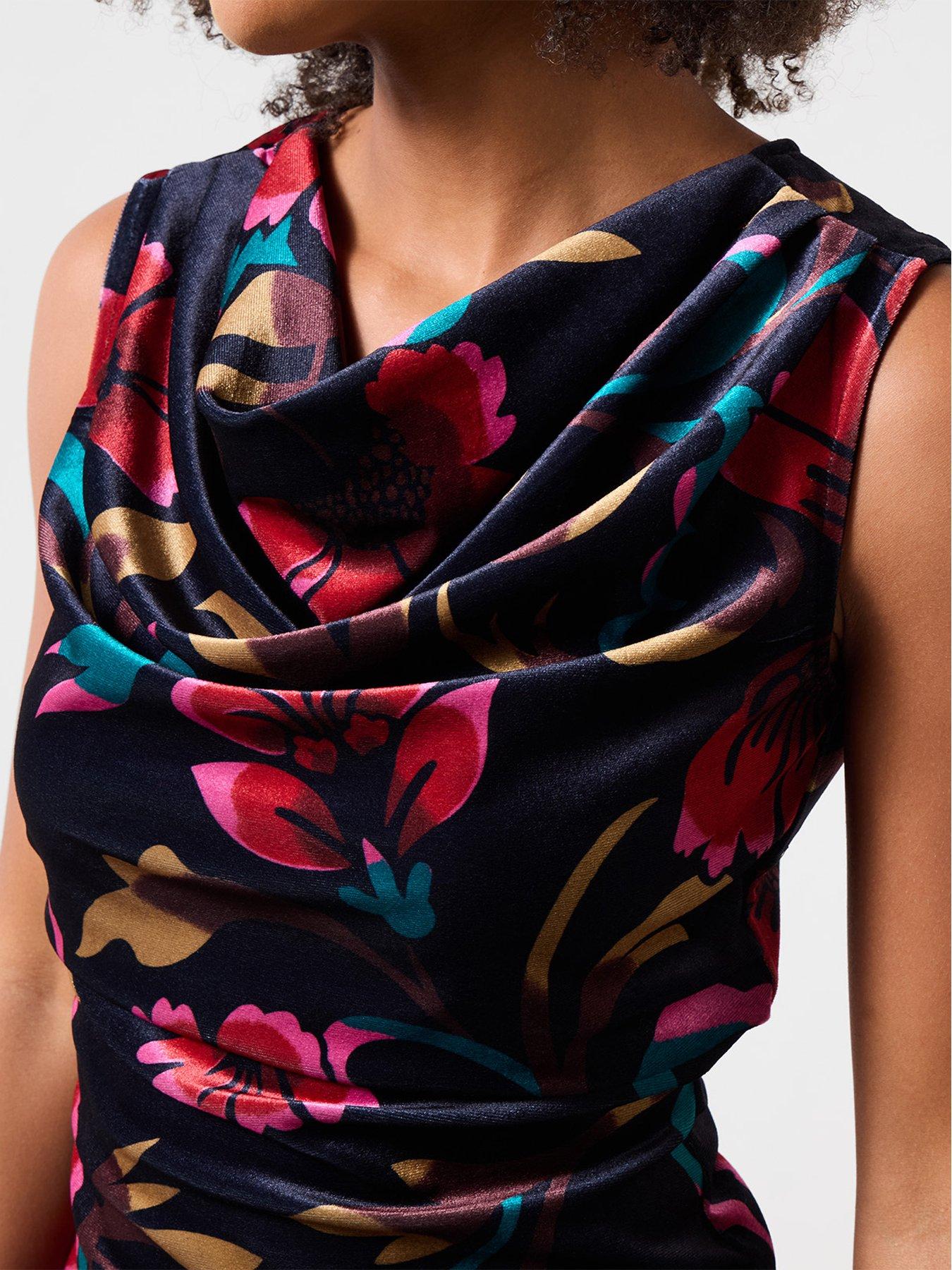 Image 5 of 7 of Joe Browns Womens Floral Print Velour Cowl Neck Blouse - Multi