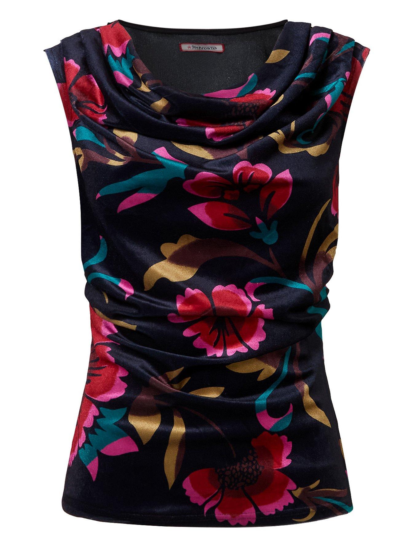 Image 7 of 7 of Joe Browns Womens Floral Print Velour Cowl Neck Blouse - Multi