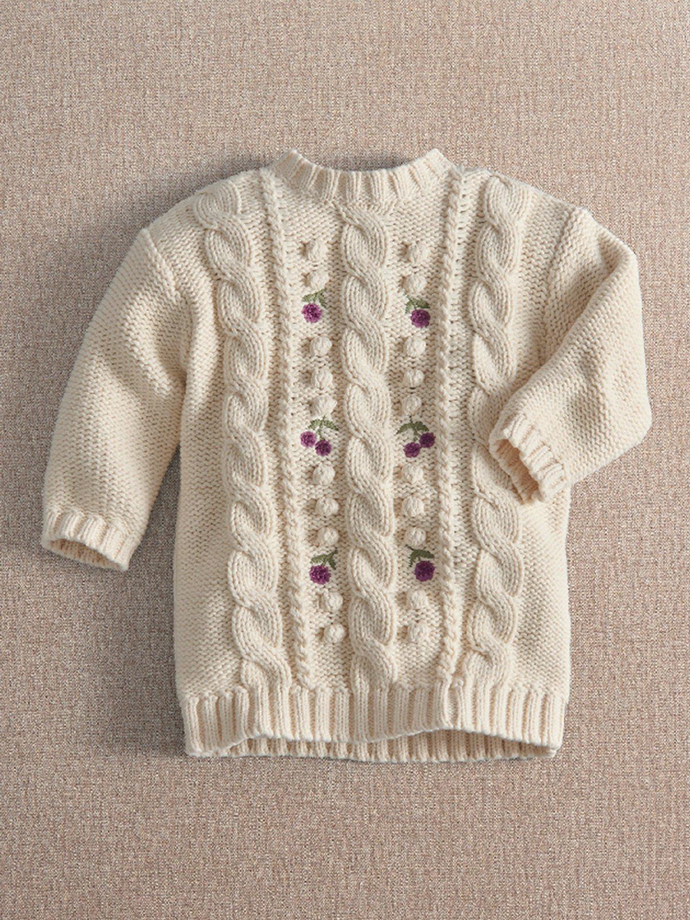 Mamas & Papas Baby Girls Cotton Cable-Knit Jumper Dress in Cream, 0-3 Months - Image 3