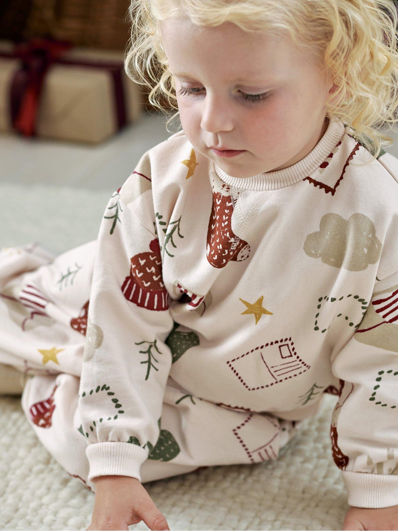 Image 3 of 7 of Mamas & Papas Unisex Christmas Icon Print Stretch Waistband Sweatshirt Set - Cream