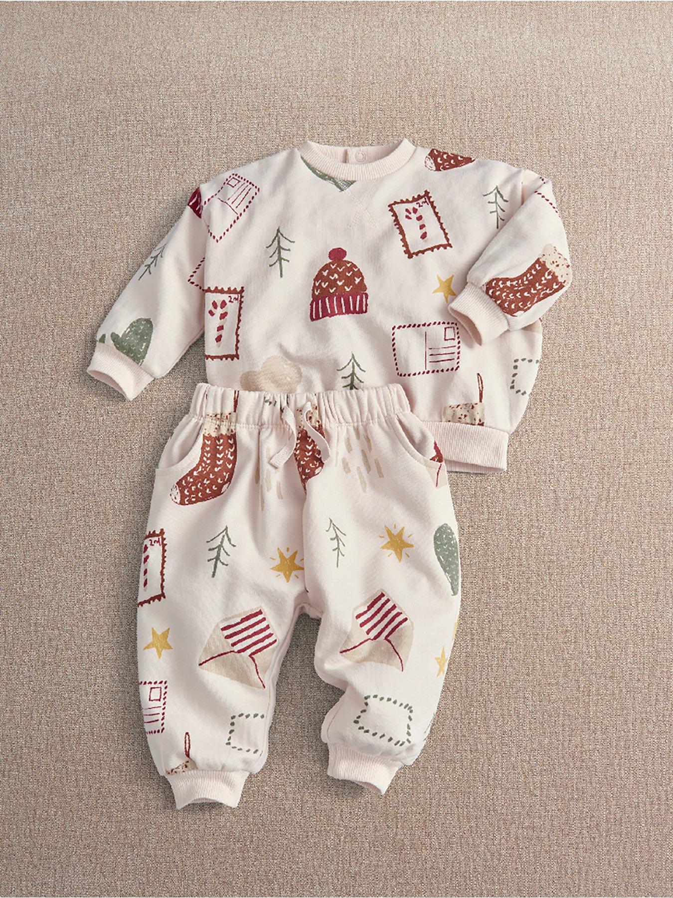 Image 6 of 7 of Mamas & Papas Unisex Christmas Icon Print Stretch Waistband Sweatshirt Set - Cream