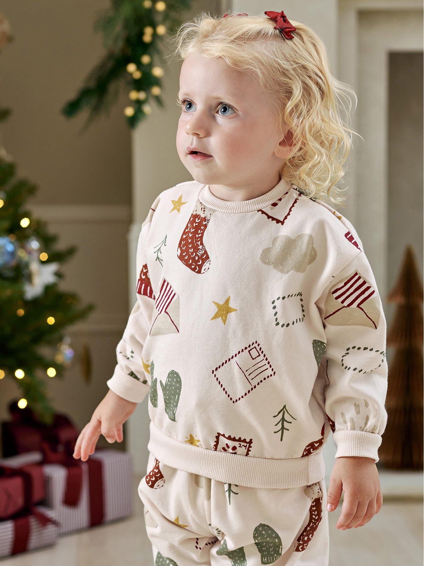 Image 7 of 7 of Mamas & Papas Unisex Christmas Icon Print Stretch Waistband Sweatshirt Set - Cream