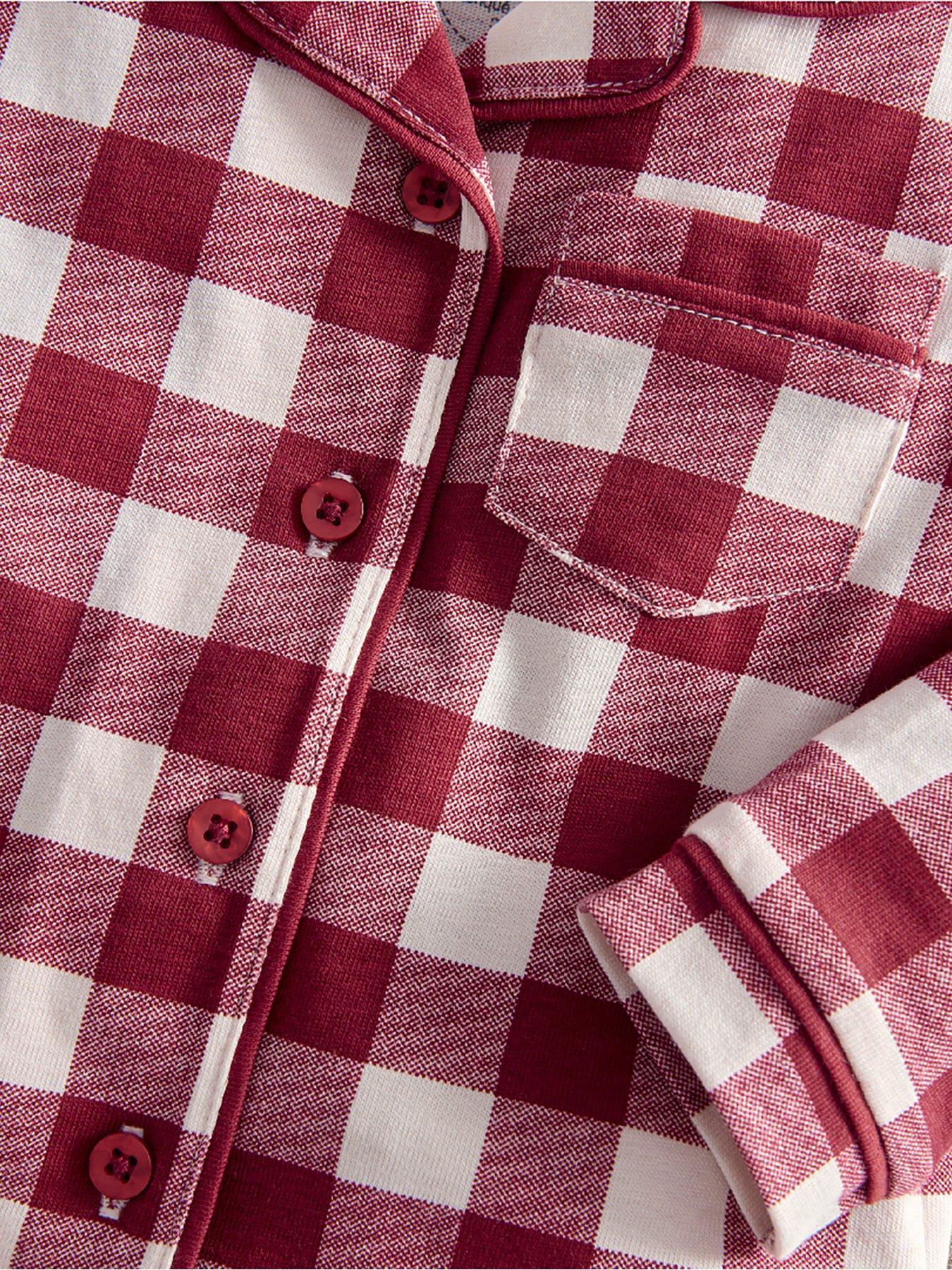 Image 5 of 7 of Mamas & Papas Baby Unisex Gingham Check Button-Front Pyjamas - Red