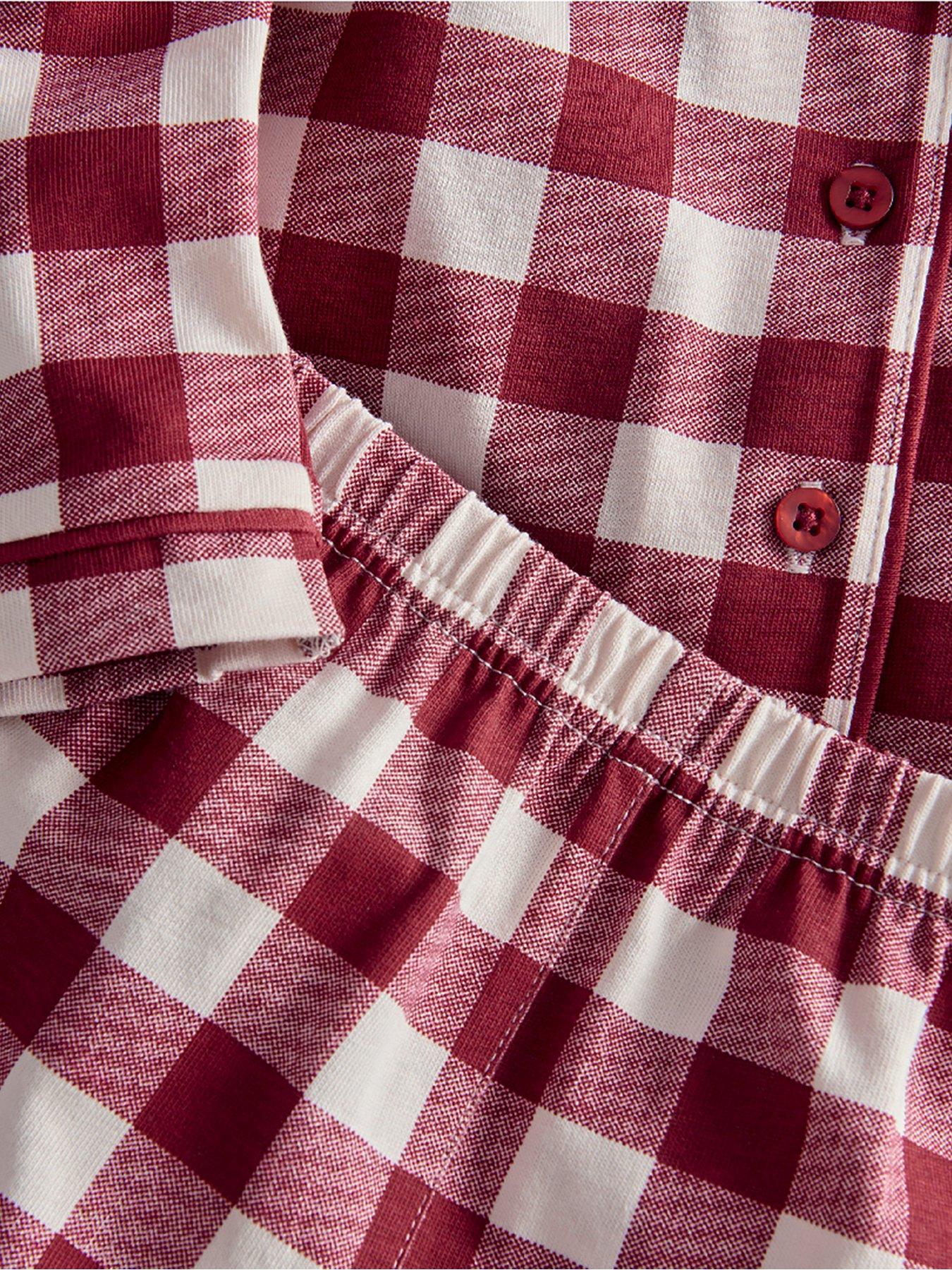 Image 6 of 7 of Mamas & Papas Baby Unisex Gingham Check Button-Front Pyjamas - Red