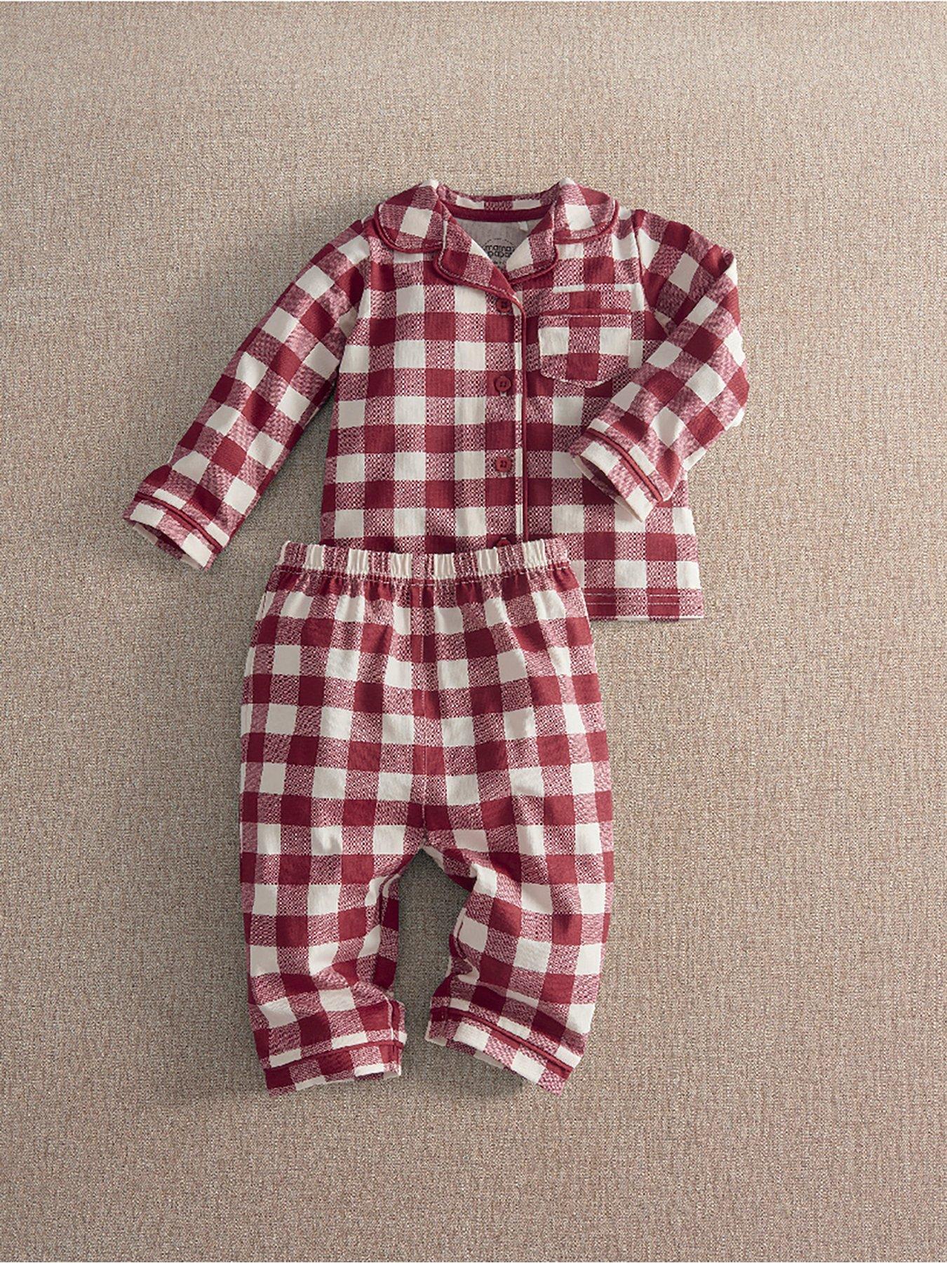 Image 7 of 7 of Mamas & Papas Baby Unisex Gingham Check Button-Front Pyjamas - Red