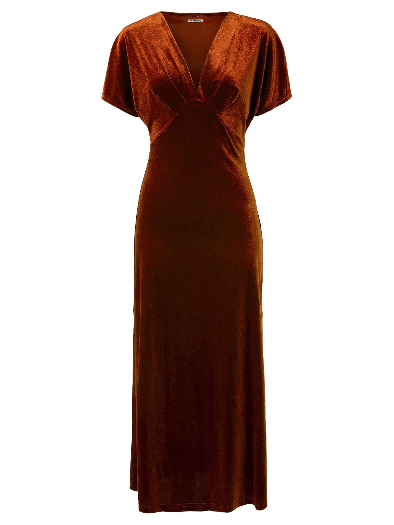 Image 5 of 5 of Joe Browns Womens Bella V-Neck Stretch Velour Dress - Orange