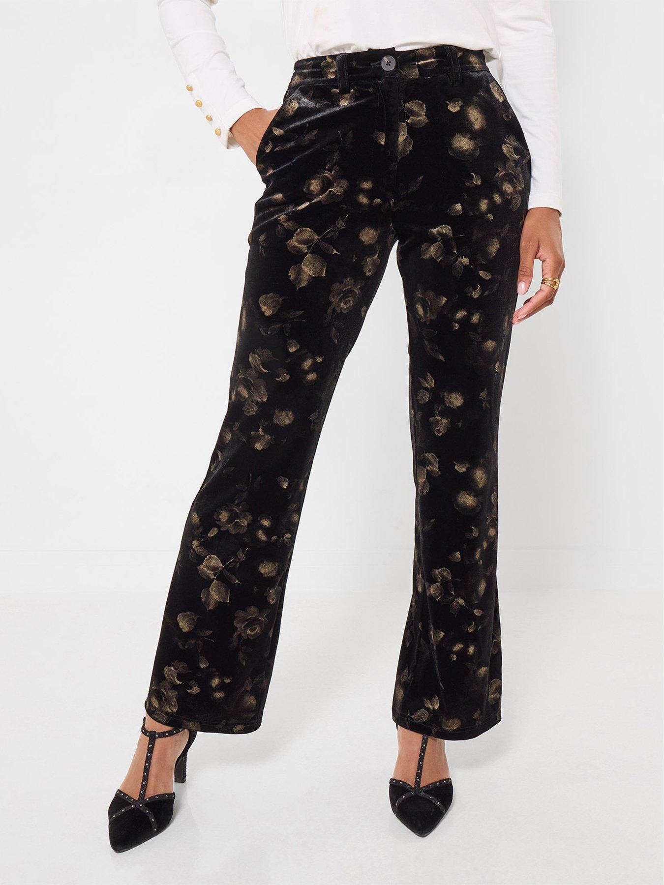 Image 1 of 7 of Joe Browns Bootcut Floral Print Velvet Trousers