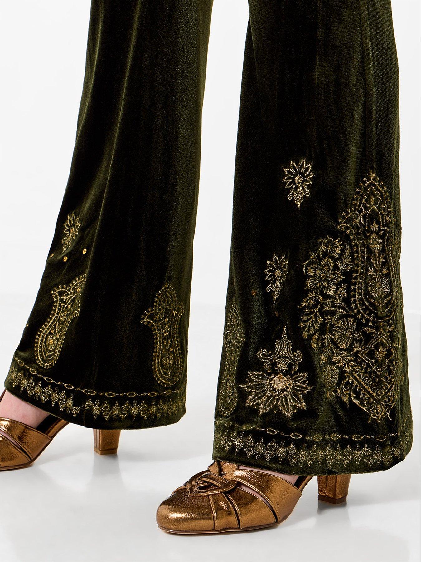 Image 4 of 5 of Joe Browns Esme Velour Embroidered Bootcut Trouser