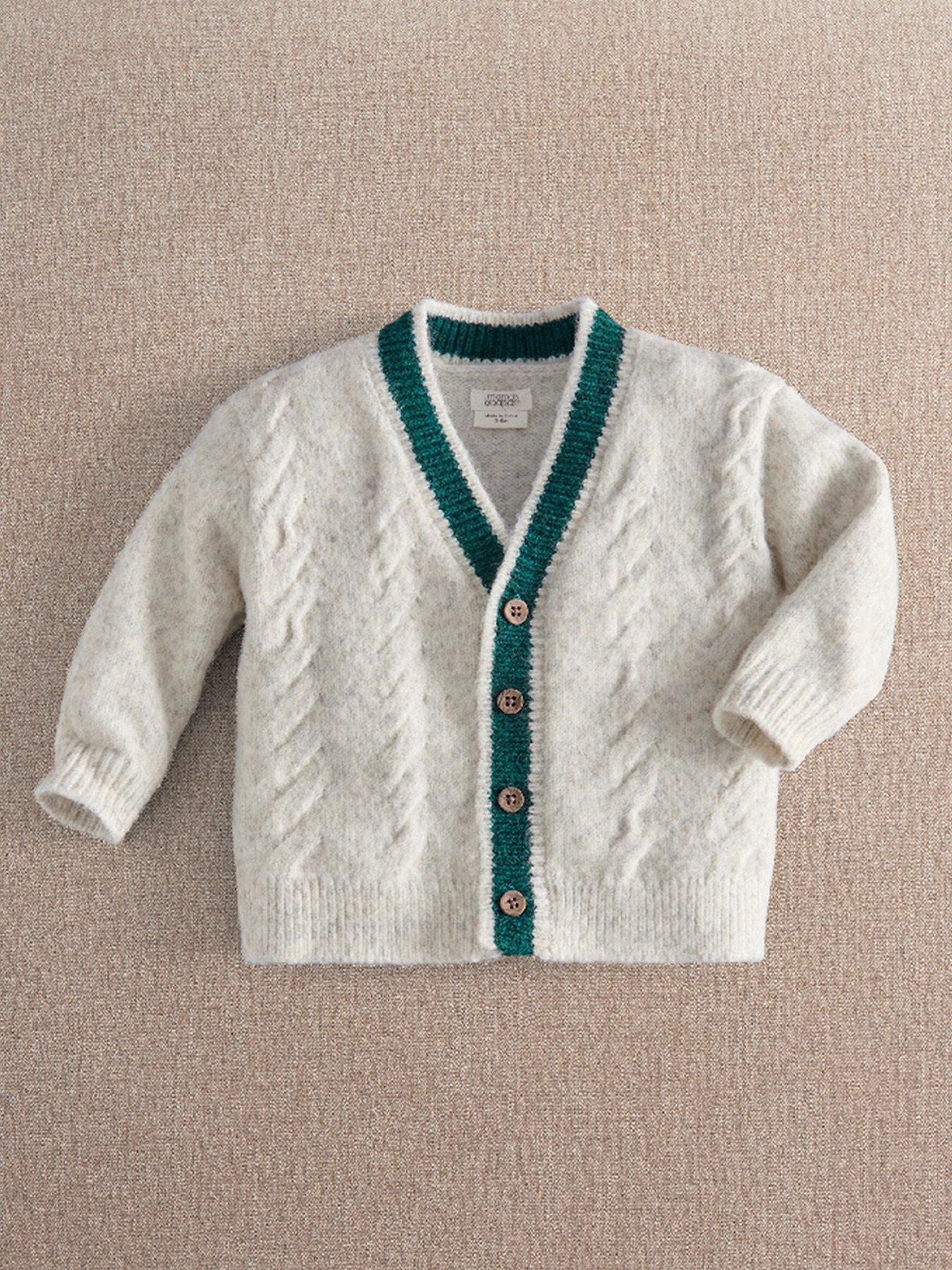 Mamas & Papas Baby Boys Cable Knit V-Neck Cardigan in Grey, 0-3 Months - Image 3