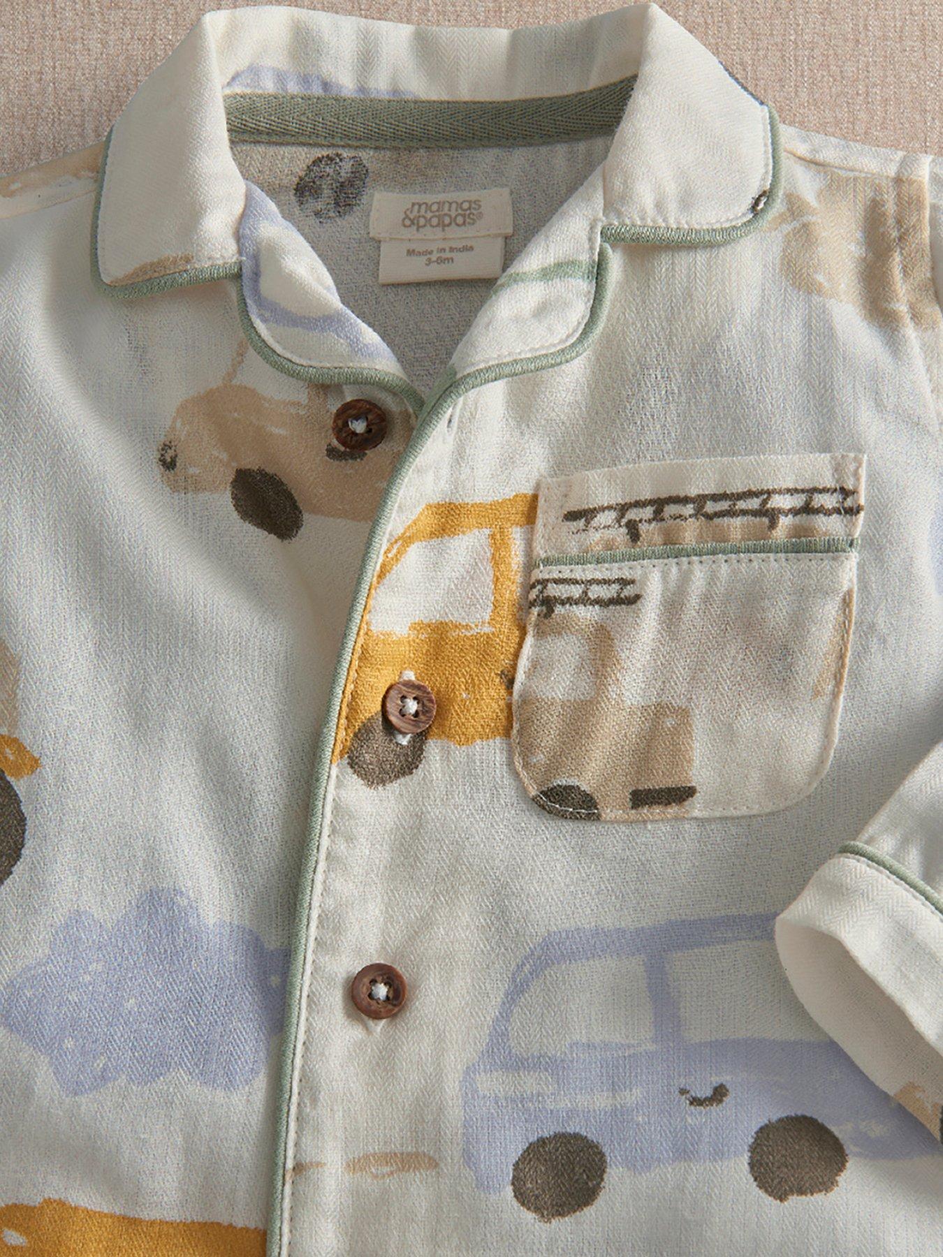 Image 2 of 3 of Mamas & Papas Boys Transport Print 100% Cotton Collared Pyjamas - Multi