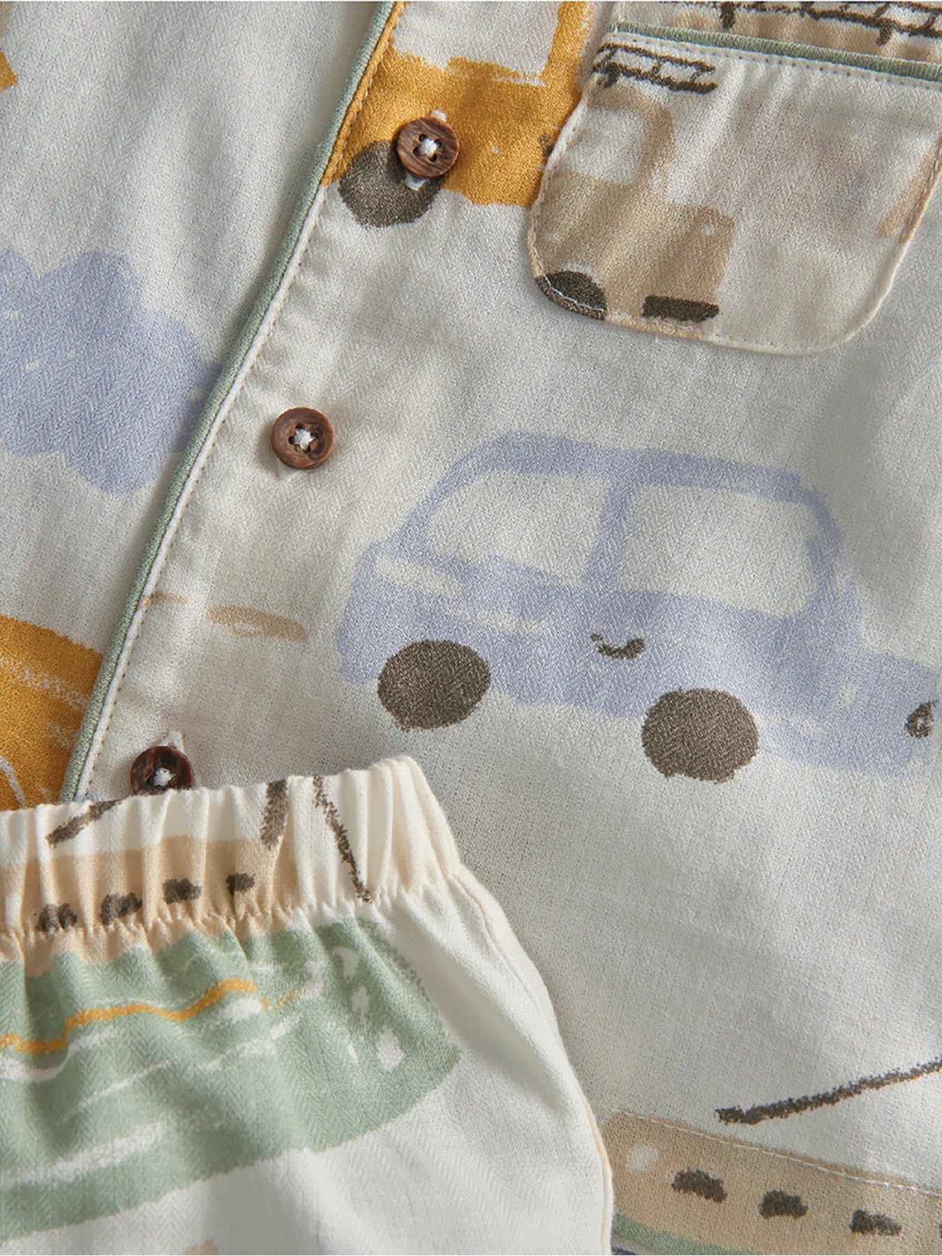 Image 3 of 3 of Mamas & Papas Boys Transport Print 100% Cotton Collared Pyjamas - Multi
