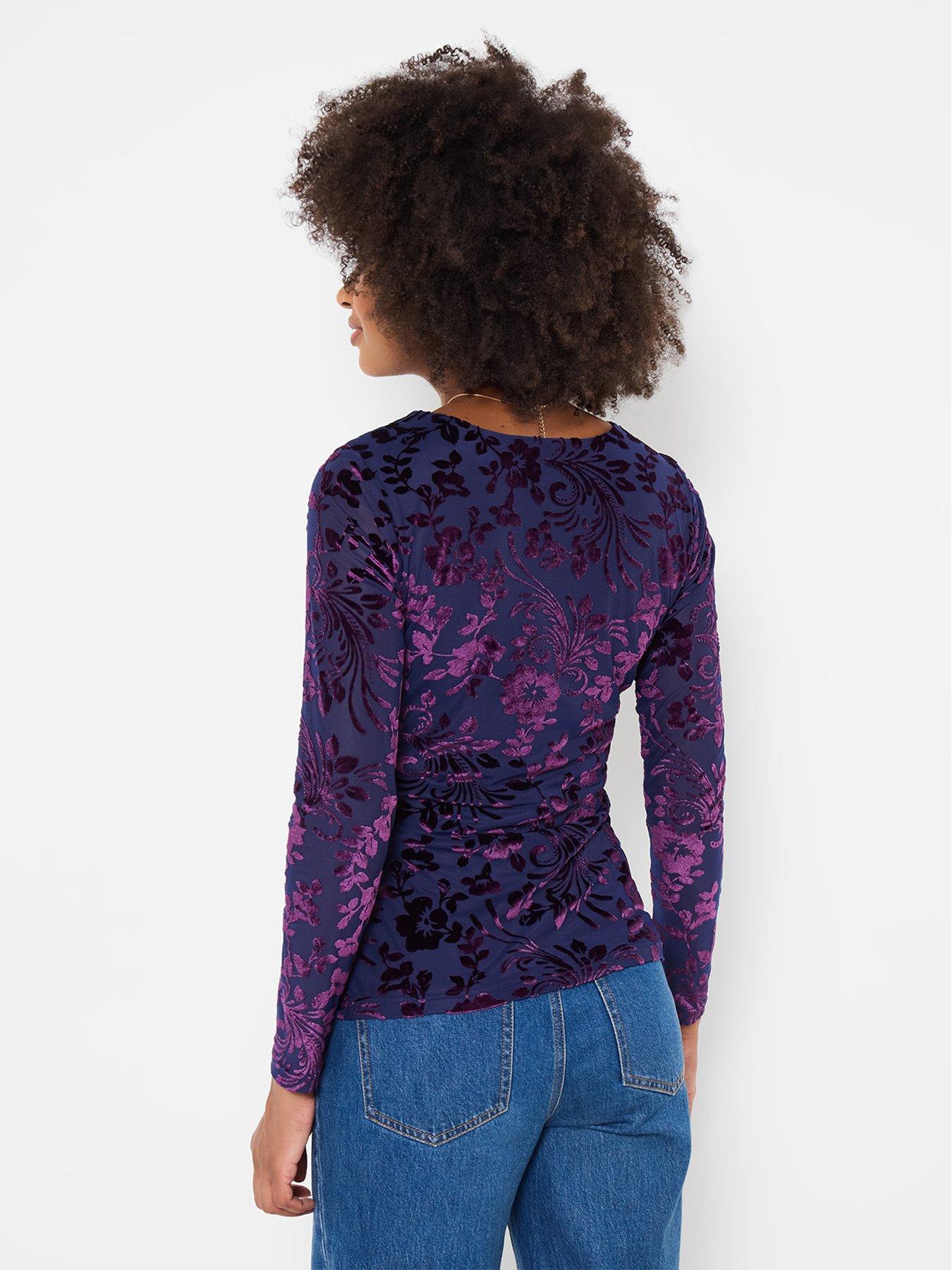 Image 3 of 7 of Joe Browns Womens Devore Cowl Neck Stretch Long Sleeve Top - Blue