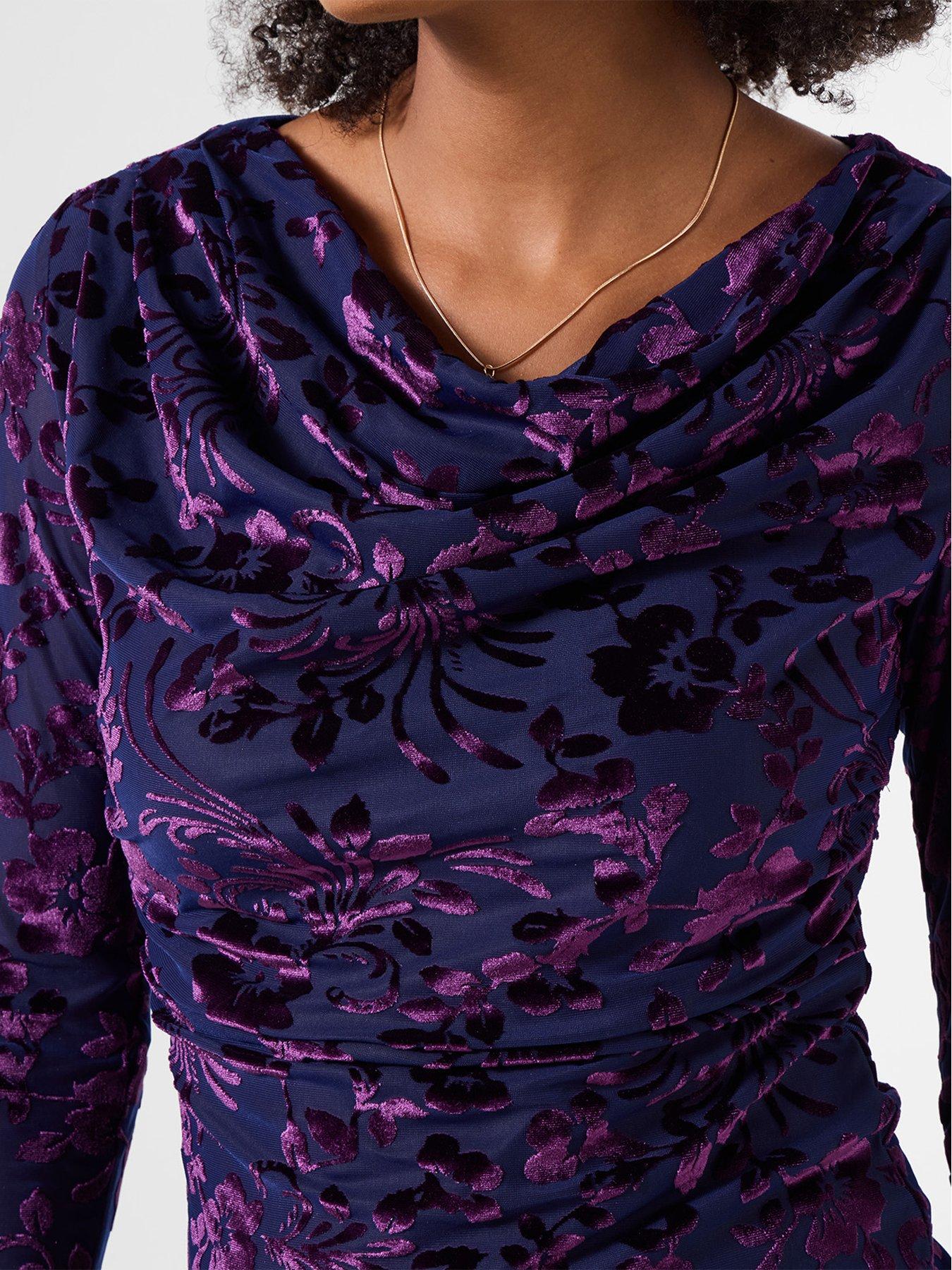 Image 5 of 7 of Joe Browns Womens Devore Cowl Neck Stretch Long Sleeve Top - Blue