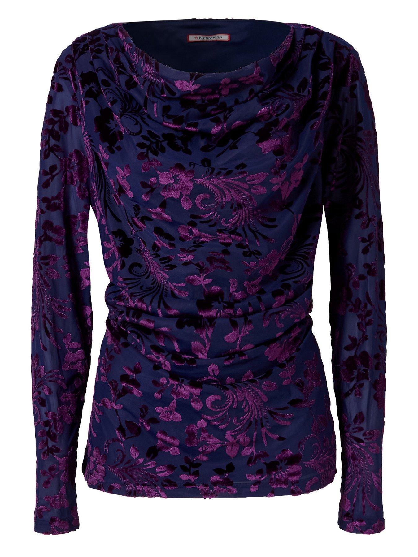 Image 7 of 7 of Joe Browns Womens Devore Cowl Neck Stretch Long Sleeve Top - Blue