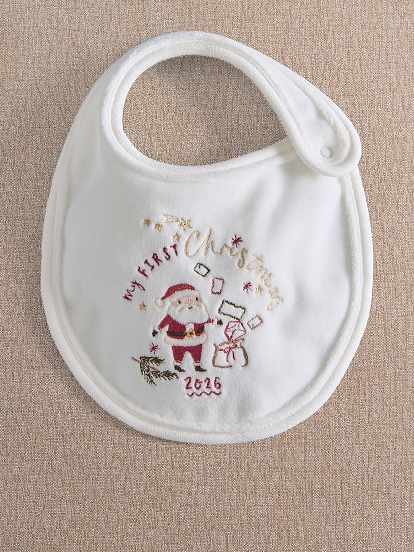 Image 1 of 4 of Mamas & Papas Unisex My First Christmas 2026 Bib - White