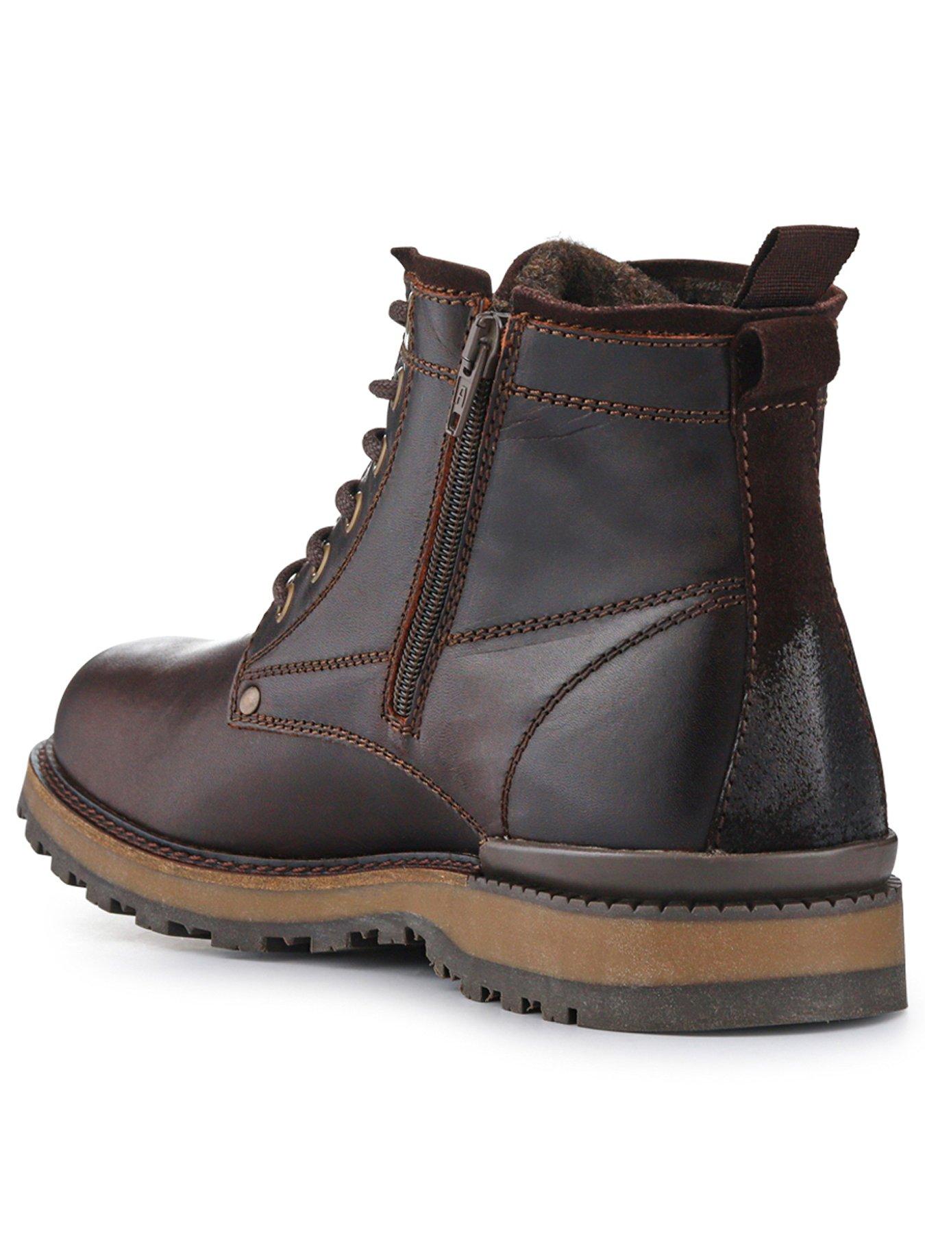 Image 3 of 5 of Jones Bootmaker Mens Ealing Lace-Up Side Zip Boots - Dark Brown