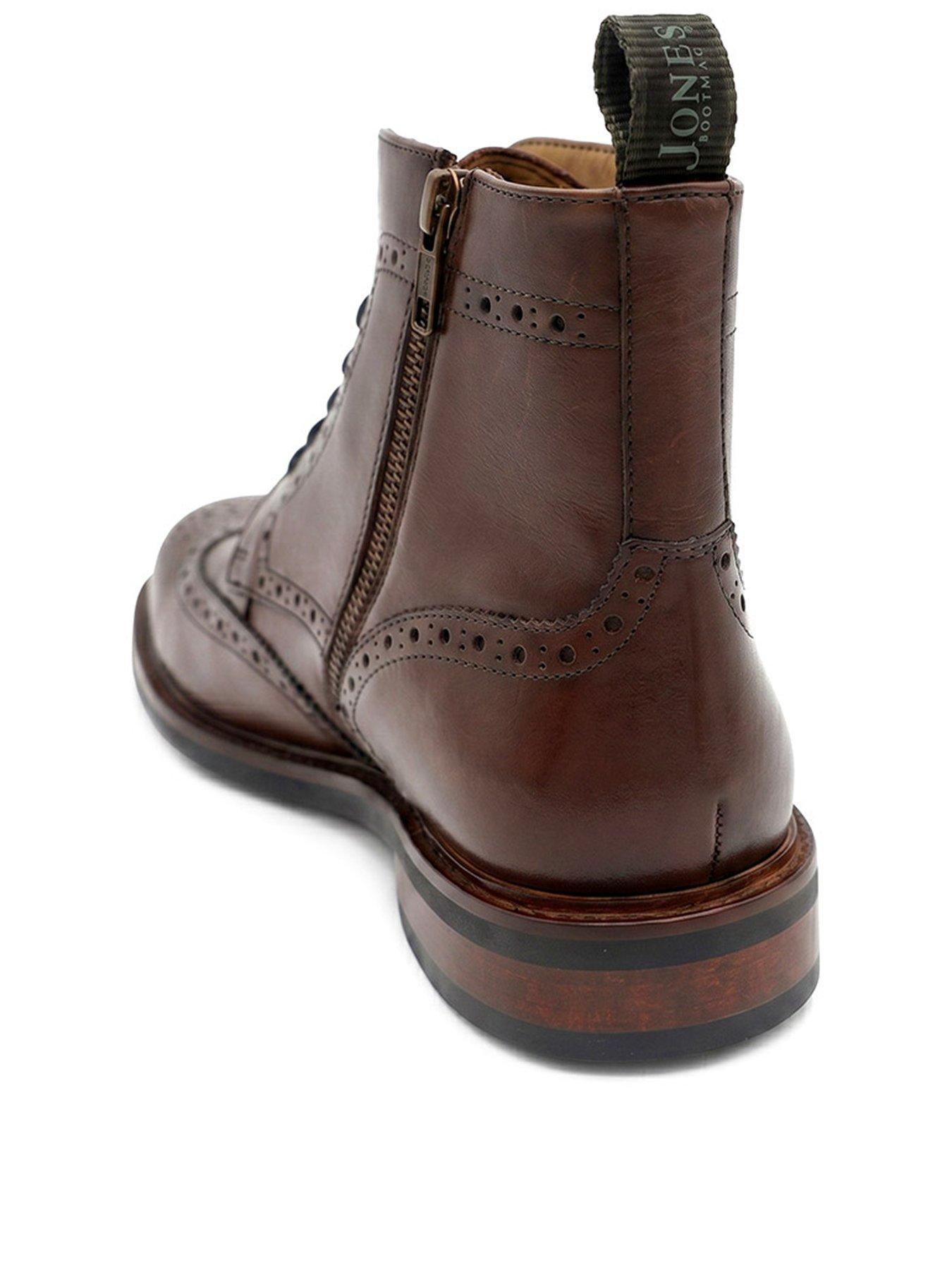 Image 3 of 6 of Jones Bootmaker Mens Fletcher Leather Brogue Lace Up Boots - Chestnut