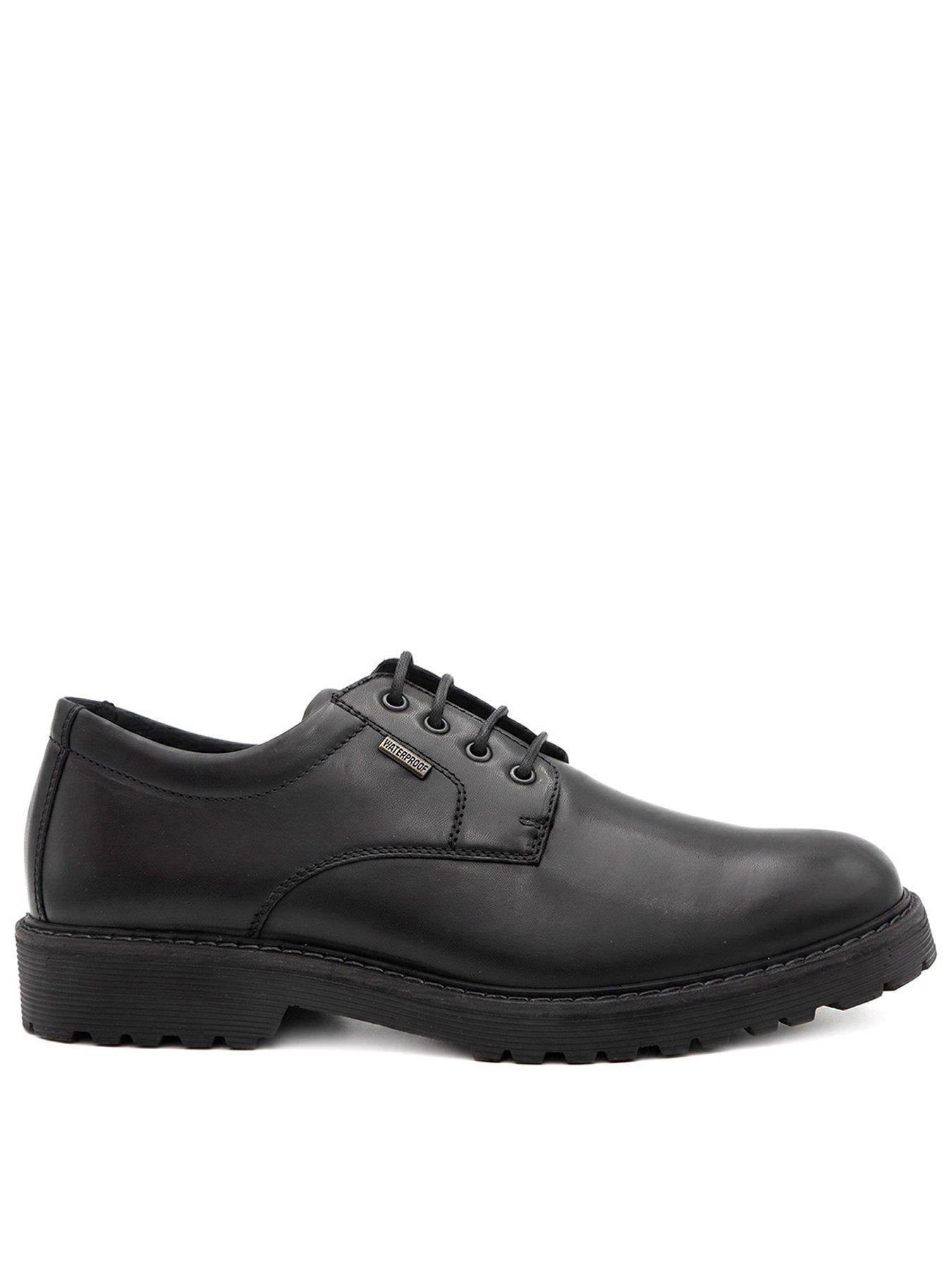 Jones Bootmaker Mens Halewood Leather Lace-Up Chunky Sole Shoes, Black, Size 10, Men