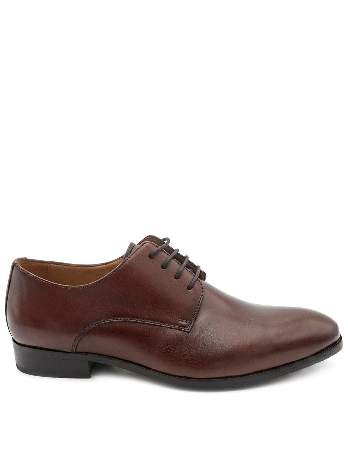 Image 1 of 6 of Jones Bootmaker Mens Melvin Leather Lace-Up Derby Shoes - Chestnut