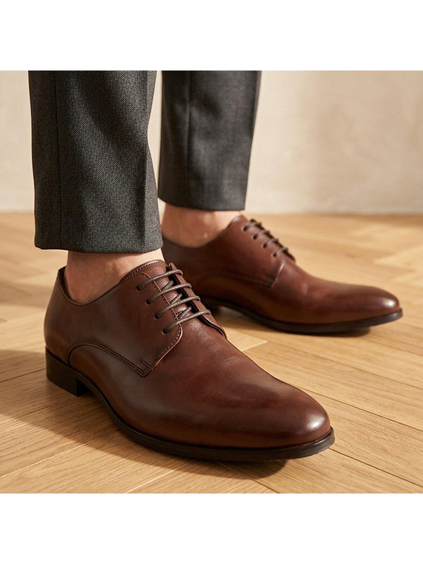 Image 6 of 6 of Jones Bootmaker Mens Melvin Leather Lace-Up Derby Shoes - Chestnut