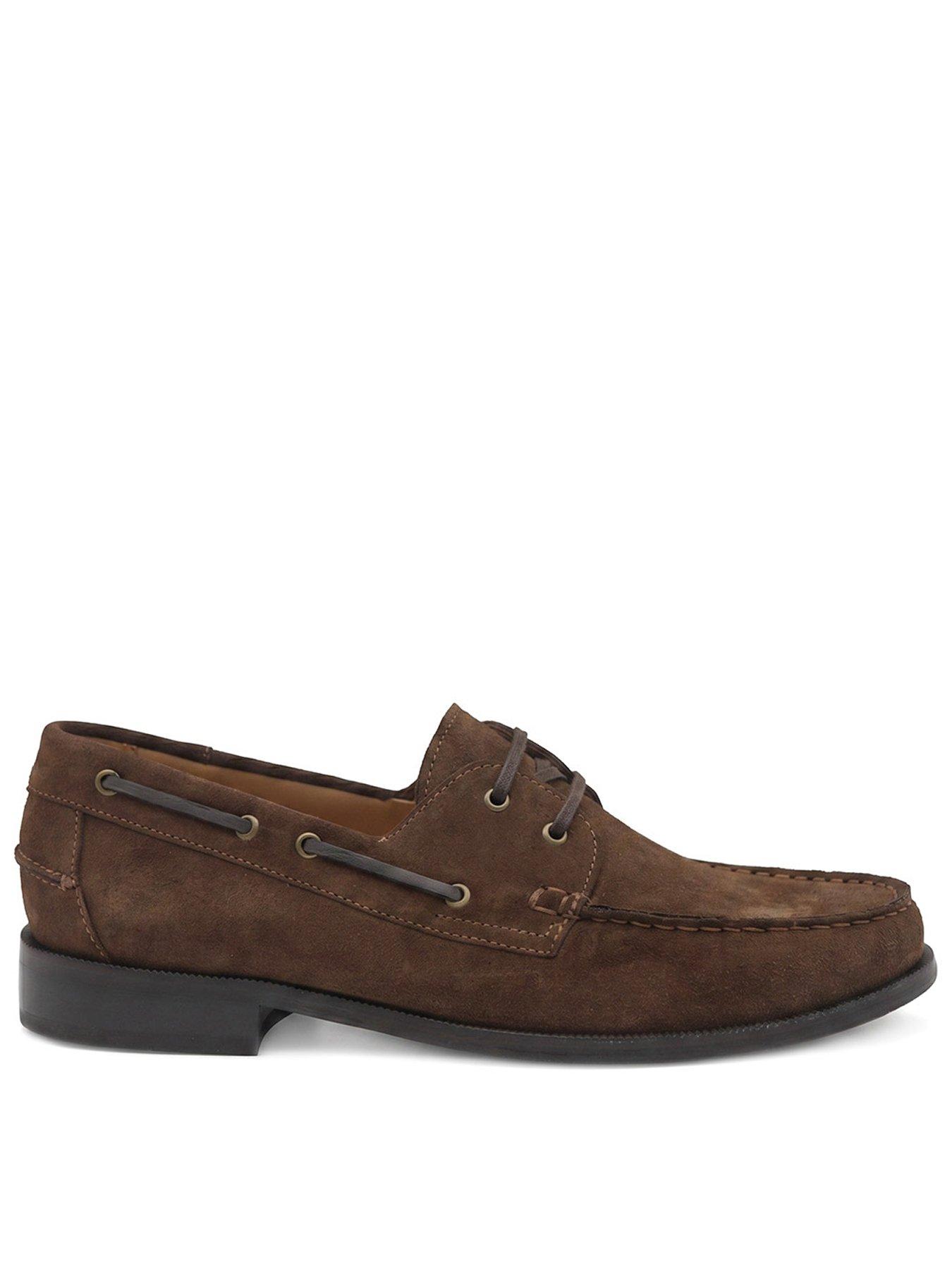 Image 1 of 6 of Jones Bootmaker Mens Parrie Suede Lace-Up Moc Toe Shoes - Brown