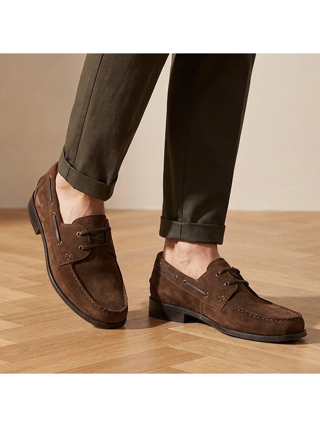 Image 6 of 6 of Jones Bootmaker Mens Parrie Suede Lace-Up Moc Toe Shoes - Brown