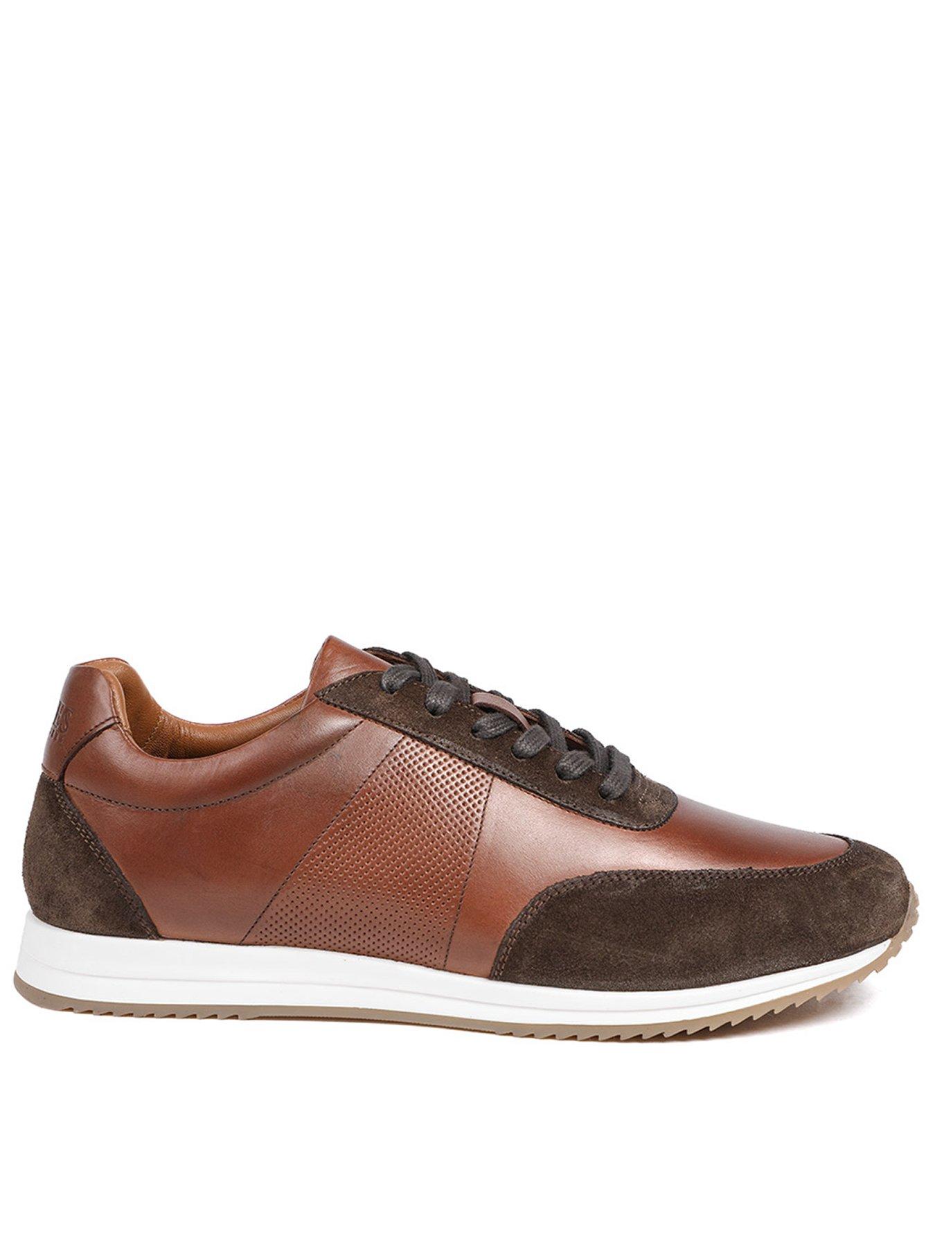 Image 1 of 5 of Jones Bootmaker Mens Salvi Leather Suede Panel Lace-Up Shoes - Brown