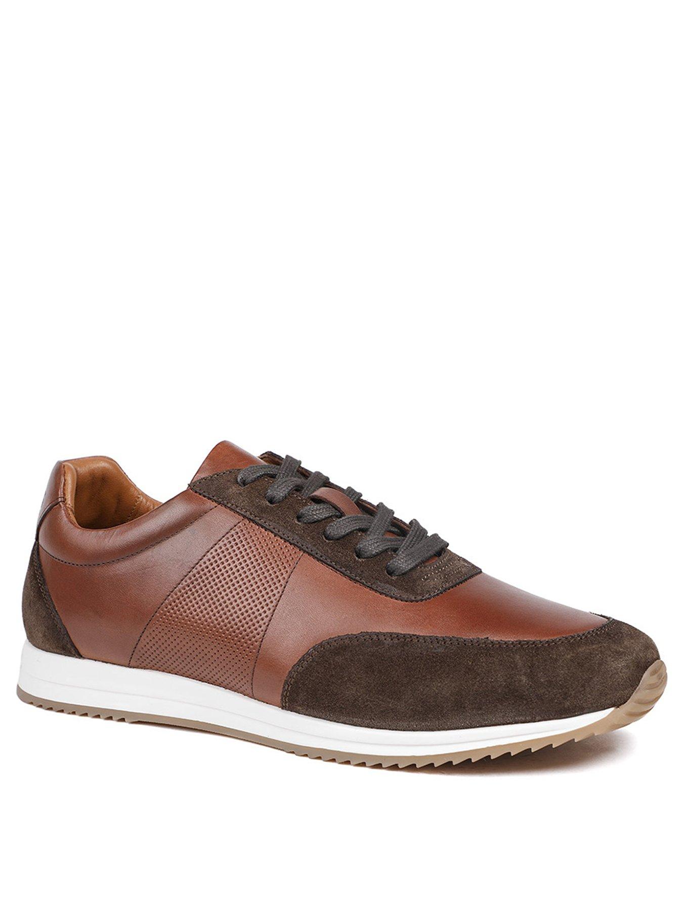 Image 2 of 5 of Jones Bootmaker Mens Salvi Leather Suede Panel Lace-Up Shoes - Brown