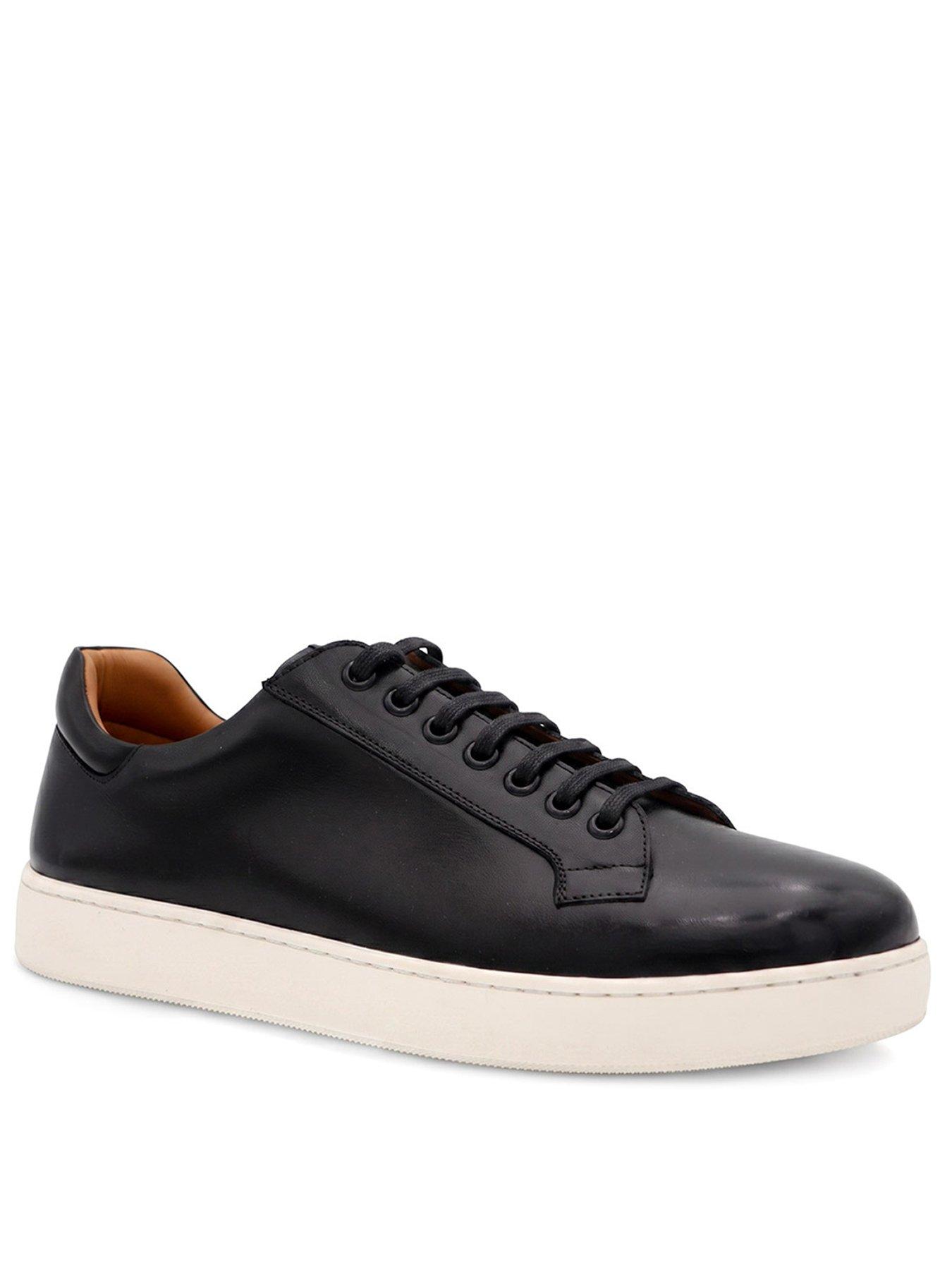 Image 2 of 6 of Jones Bootmaker Mens Simon Wide Fit Leather Lace-Up Trainers - Black