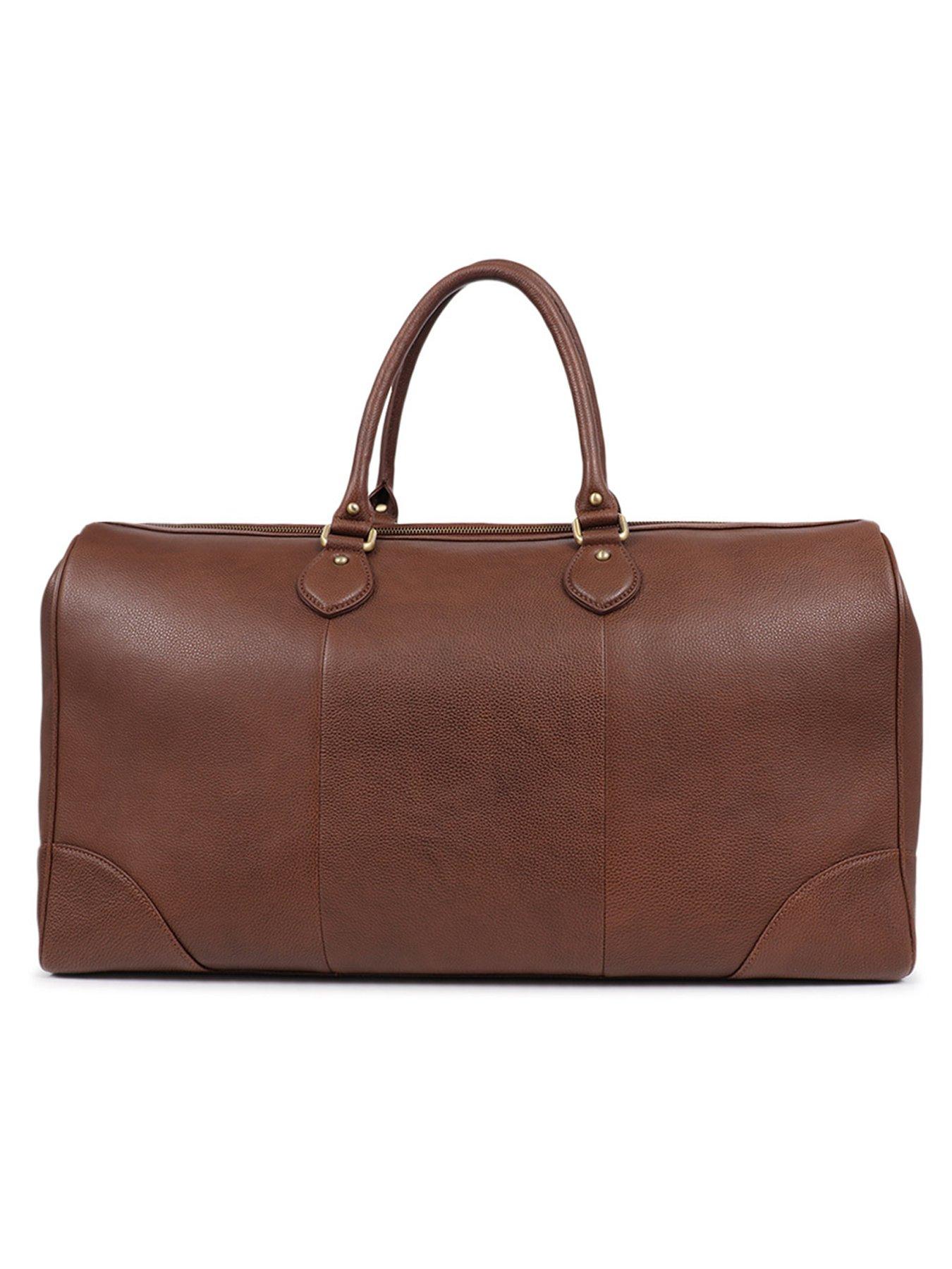 Image 3 of 4 of Jones Bootmaker Mens Upington Grained Leather Zip Top Holdall - Brown