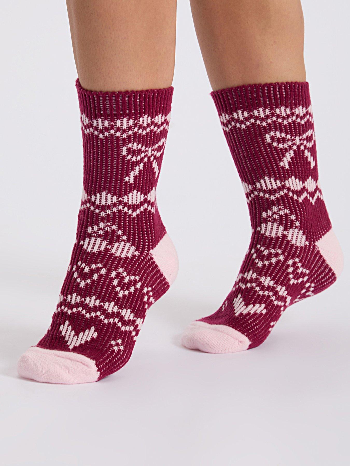 Image 3 of 6 of Boux Avenue Womens Fairisle Cherry &amp; Bows 2 Pack Socks - Multi