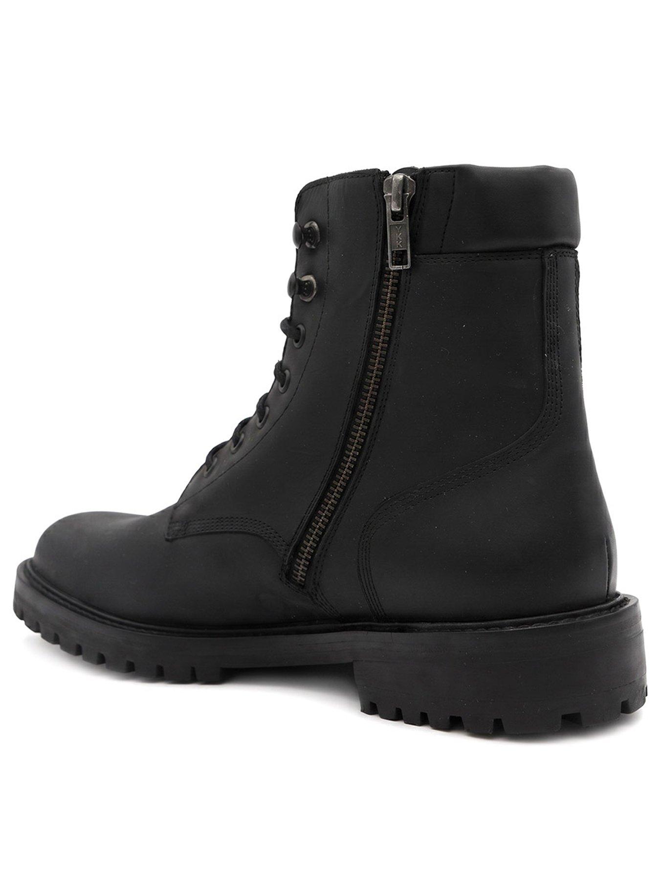 Image 3 of 6 of Jones Bootmaker Mens Dalmazio Lace-Up Side Zip Leather Boots - Black