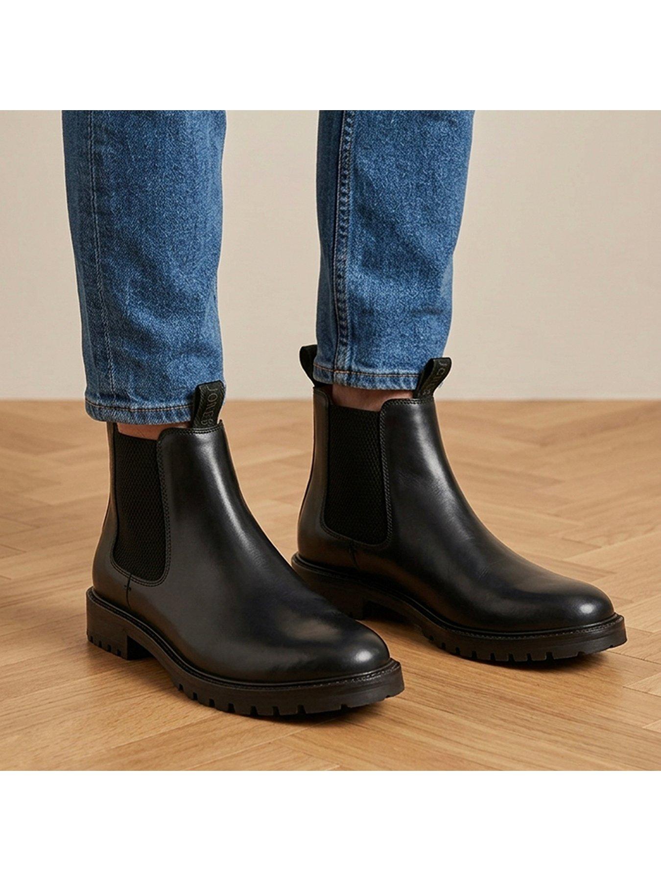 Image 6 of 6 of Jones Bootmaker Mens Damone Leather Lug Sole Chelsea Boots - Black