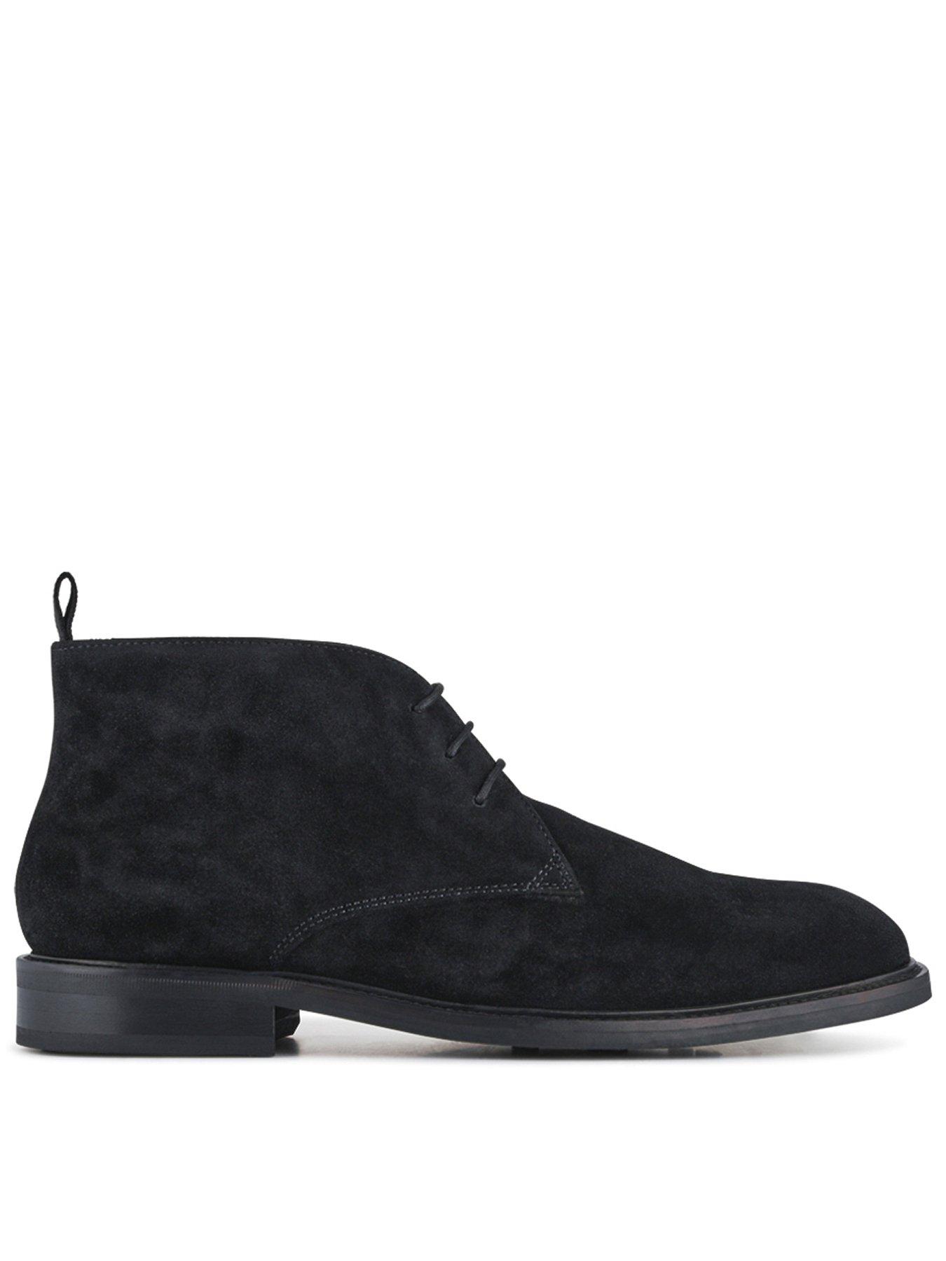 Jones Bootmaker Mens Deacon Suede Lace-Up Leather Lined Boots, Black, Size 6, Men