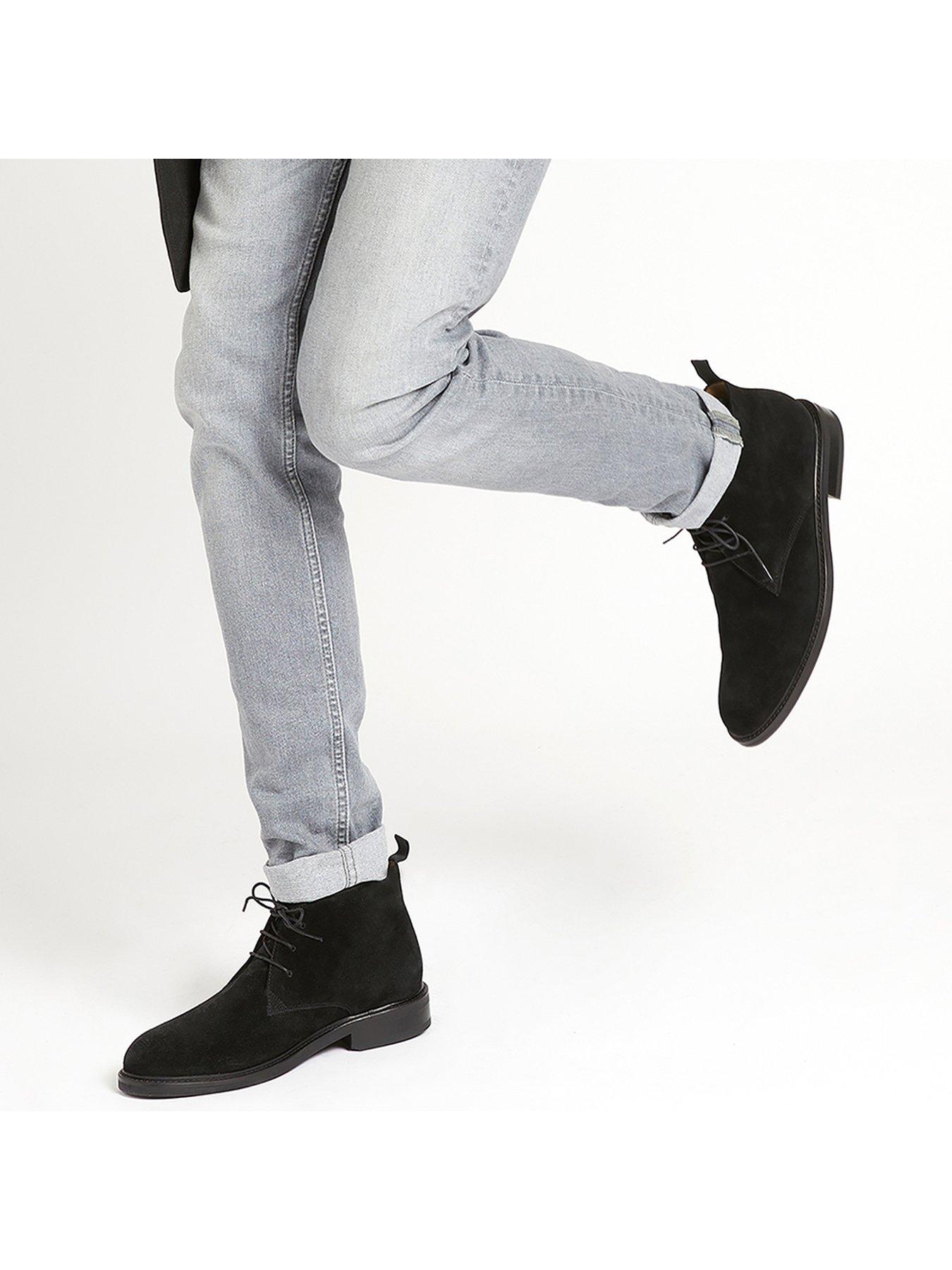 Image 6 of 6 of Jones Bootmaker Mens Deacon Suede Lace-Up Leather Lined Boots - Black