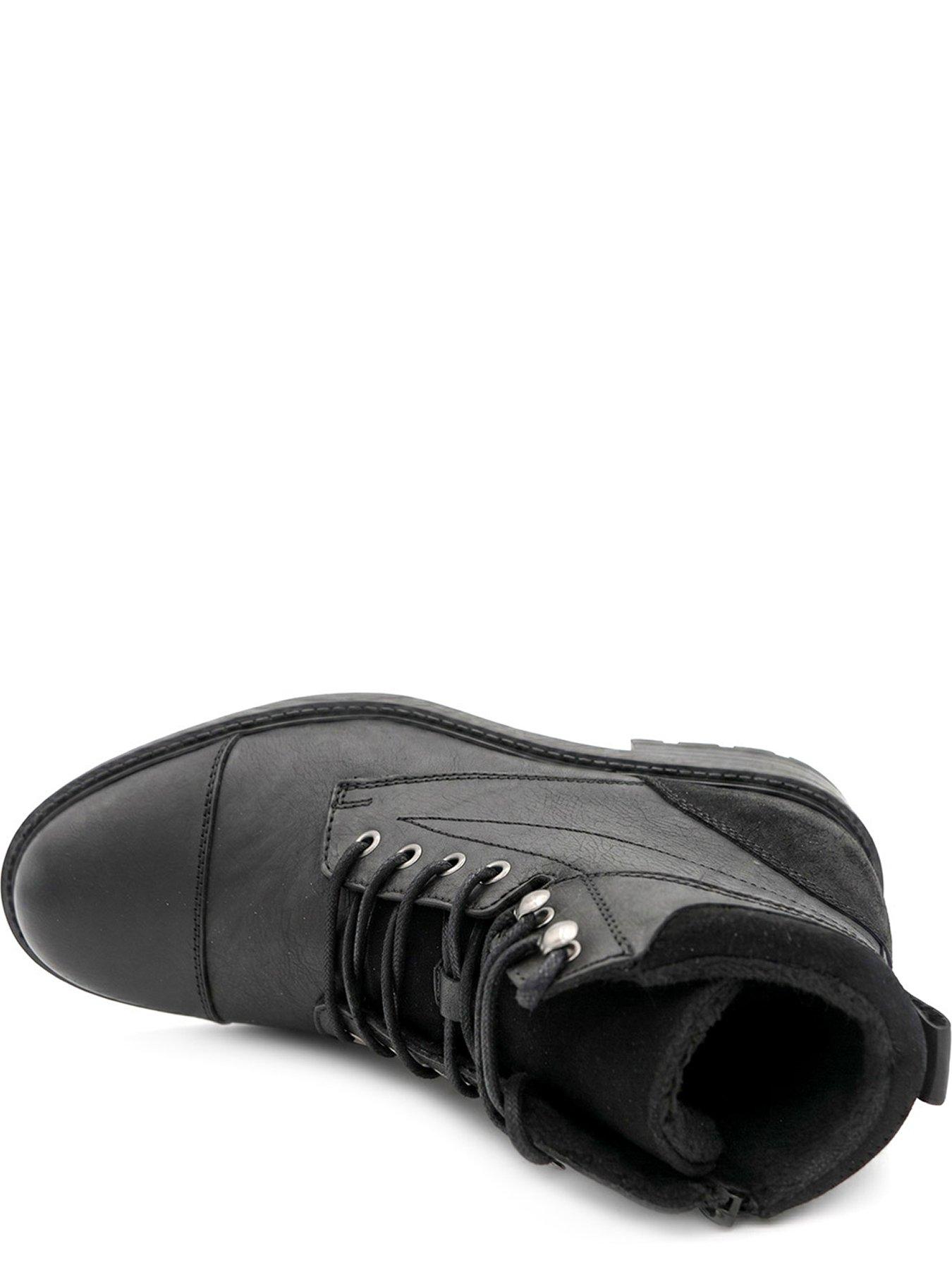 Image 4 of 5 of Jones Bootmaker Mens Dusseldorf Lace-Up Side Zip Leather Ankle Boots - Black