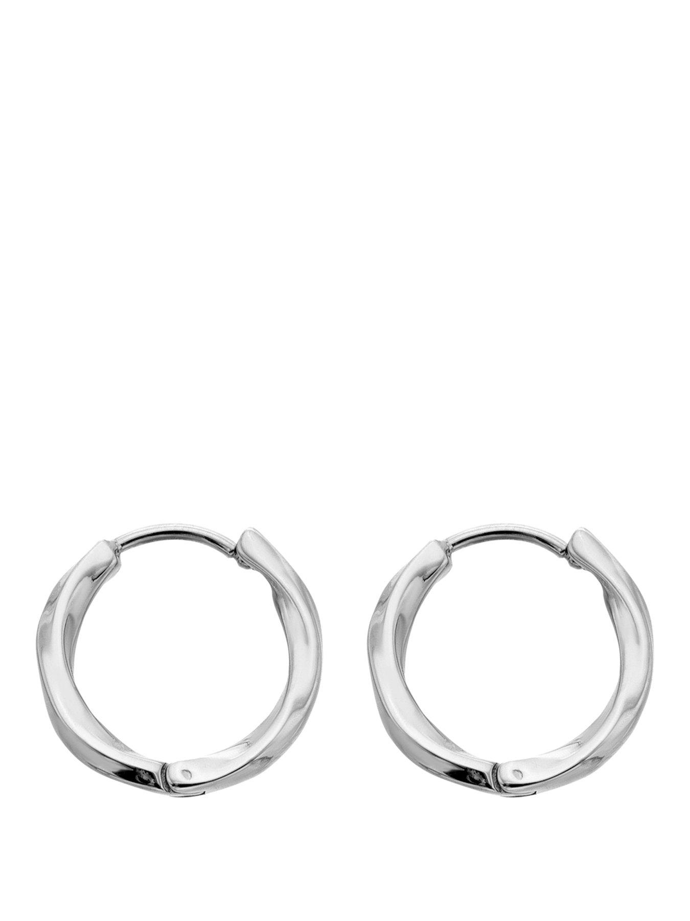 Image 1 of 3 of Ava & Sky Womens Square Profile Twist Small Hoop Earrings - Silver
