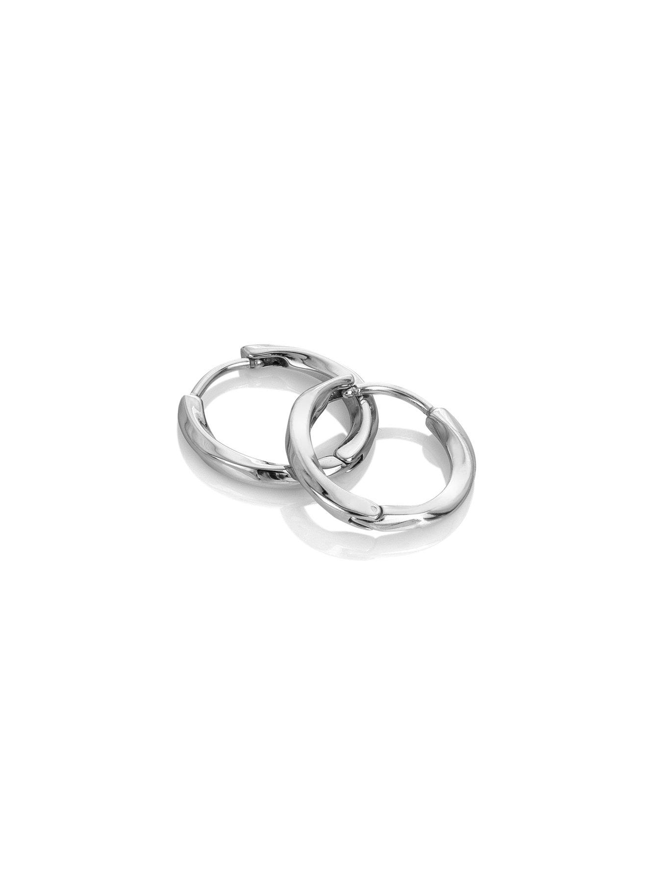 Image 2 of 3 of Ava & Sky Womens Square Profile Twist Small Hoop Earrings - Silver