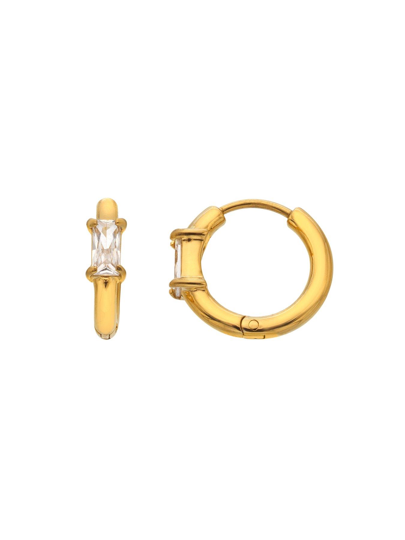 Image 2 of 3 of Ava & Sky Ava &amp; Sky Womens Stone Set Hinged Hoop Earrings - Gold