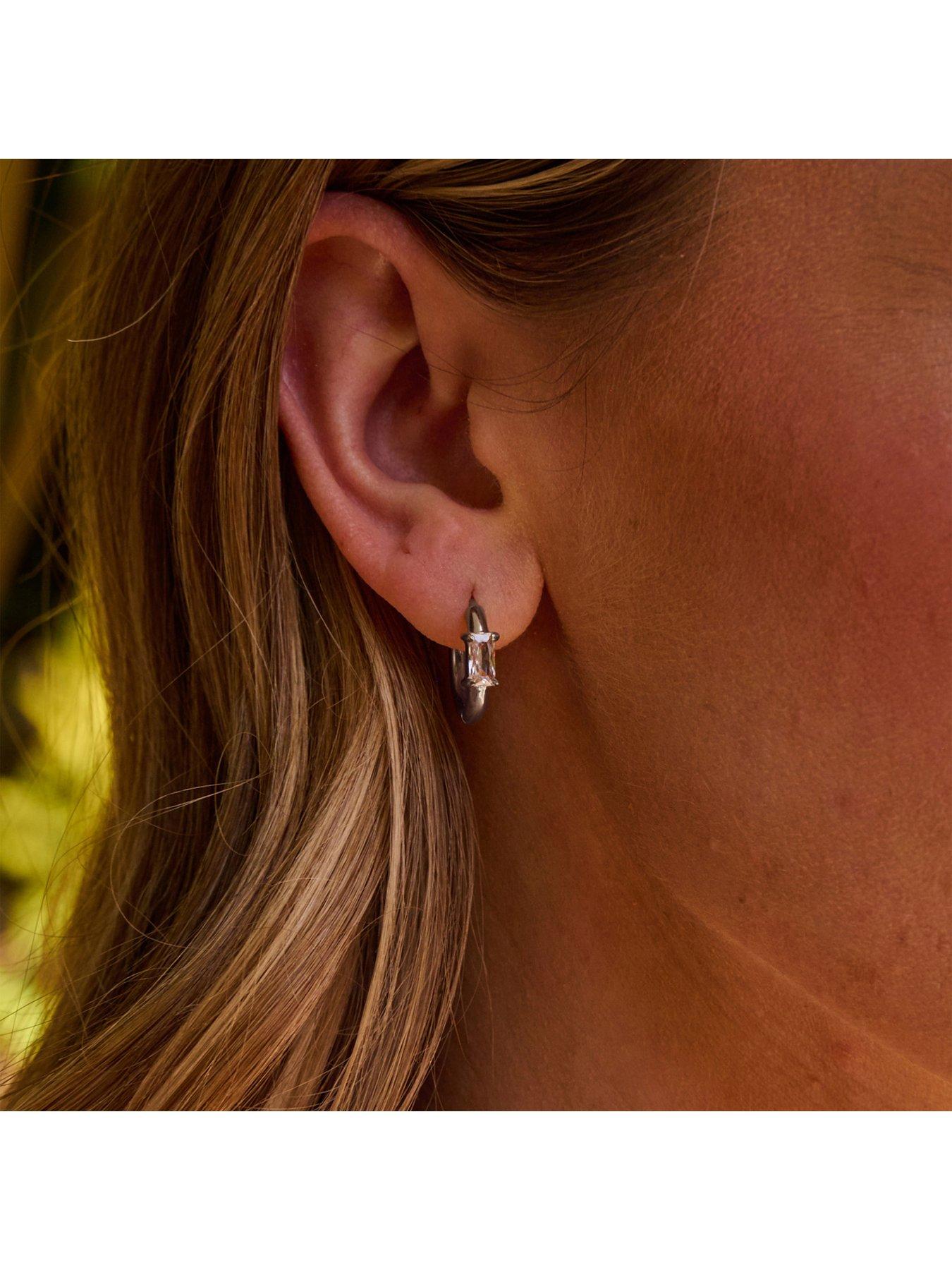 Image 3 of 3 of Ava & Sky STONE SET HOOPS