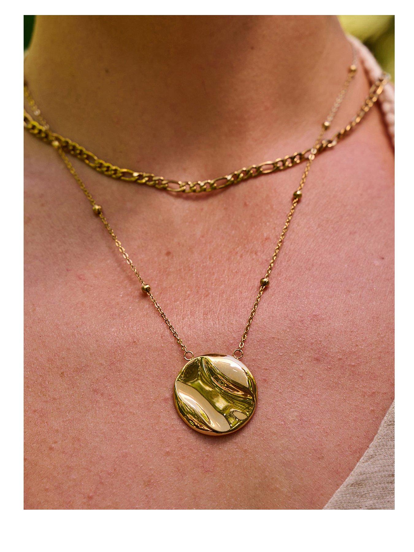 Image 1 of 3 of Ava & Sky Womens Disc Adjustable Beaded Chain Waterproof Necklace - Gold