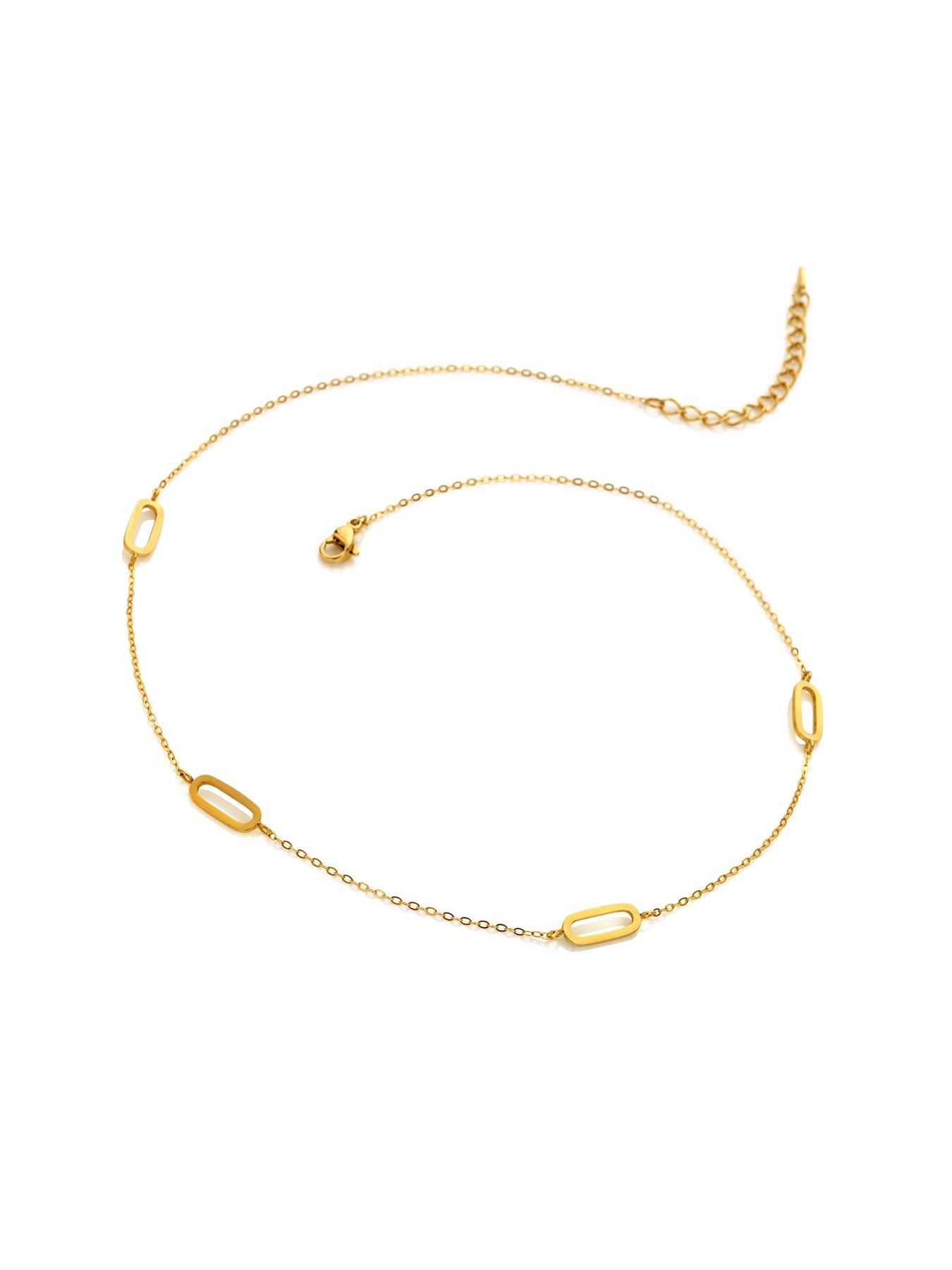 Image 3 of 3 of Ava & Sky Womens Intermittent Paperclip Link Delicate Chain Necklace - Gold