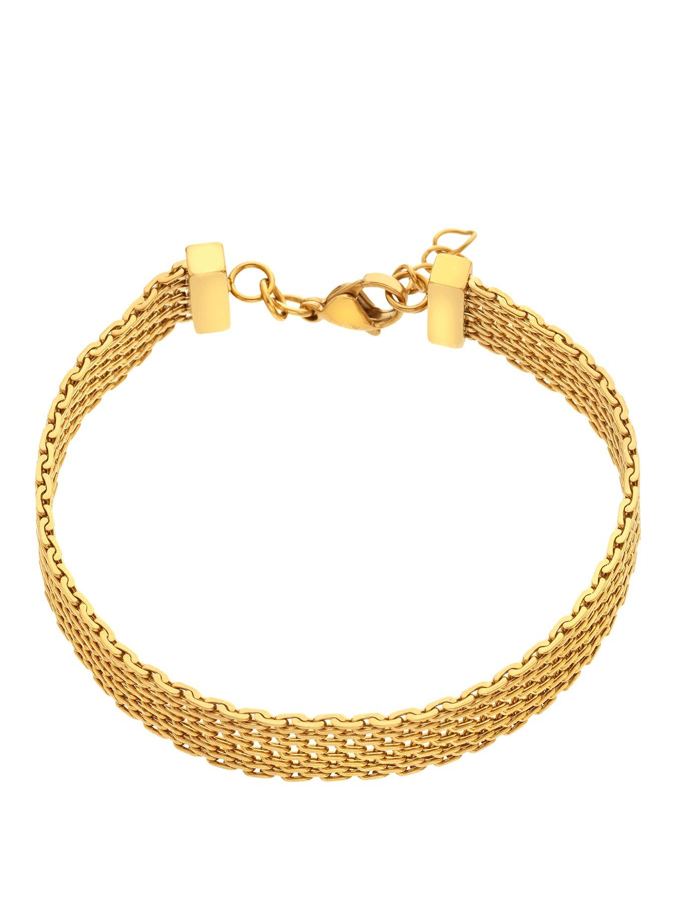 Image 1 of 3 of Ava & Sky Ava &amp; Sky Womens Mesh Wide Chain Bracelet - Gold